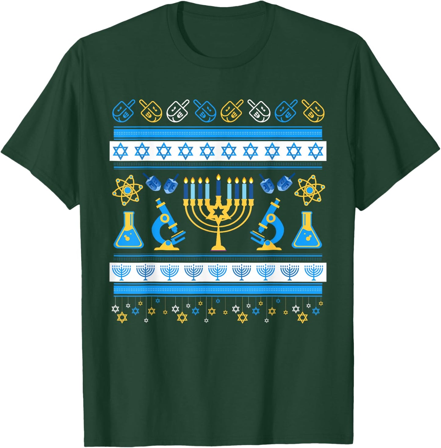 Science Laboratory Ugly Hanukkah Sweater | Dreidel | DNA T-Shirt - T-Shirt | Forest