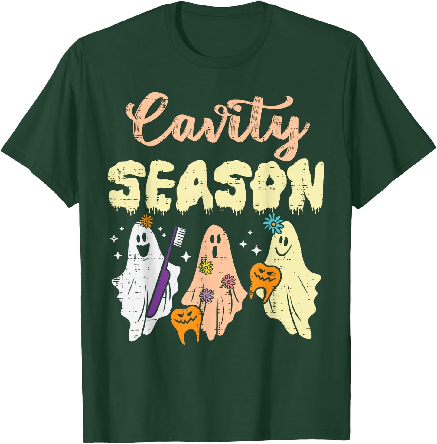 Halloween Dentist Cavity Season Dental Costume Men Women T-Shirt - T-Shirt | Forest