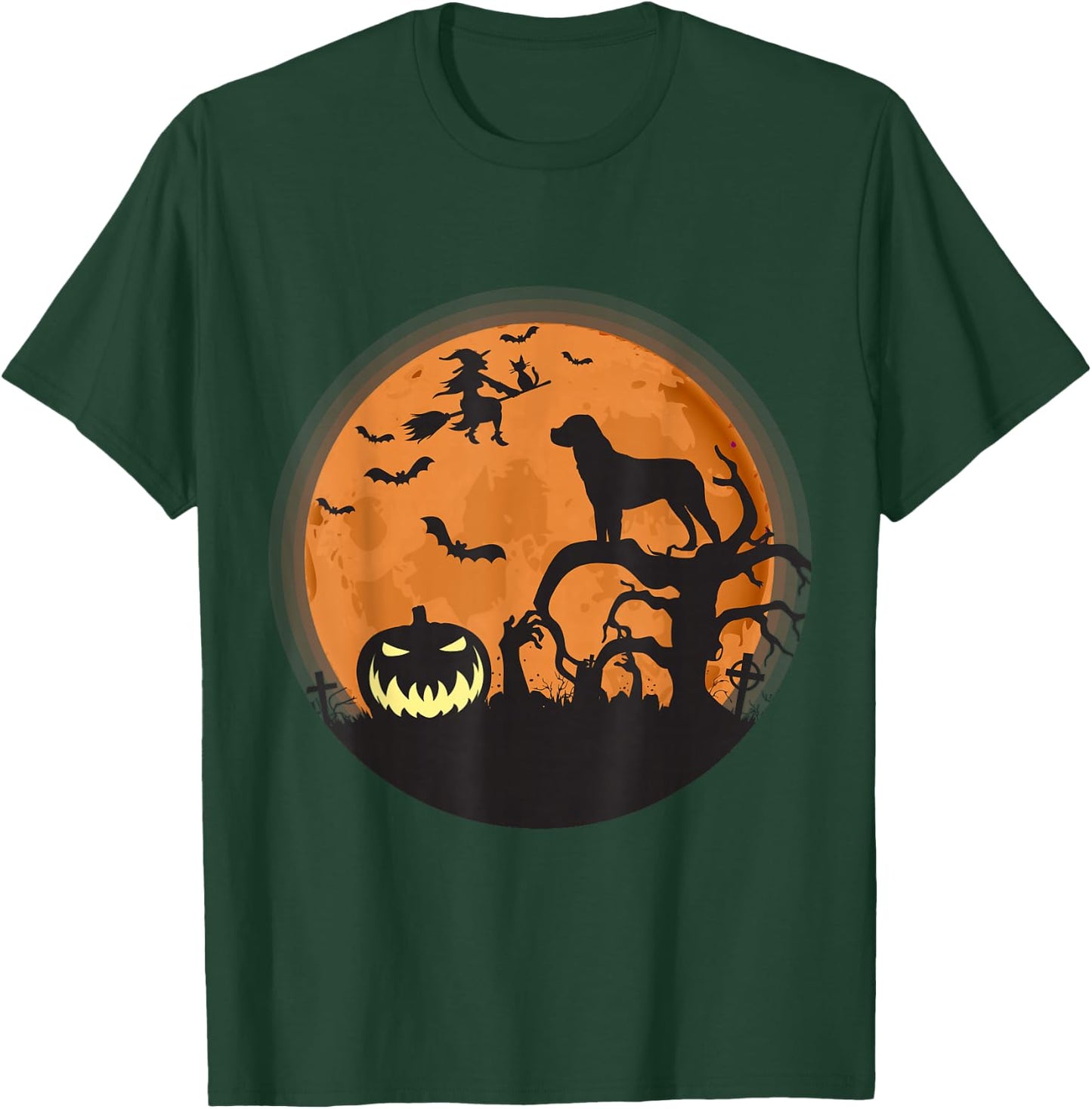 Funny Rottweiler And Moon Halloween Costume Style T-Shirt - T-Shirt | Forest