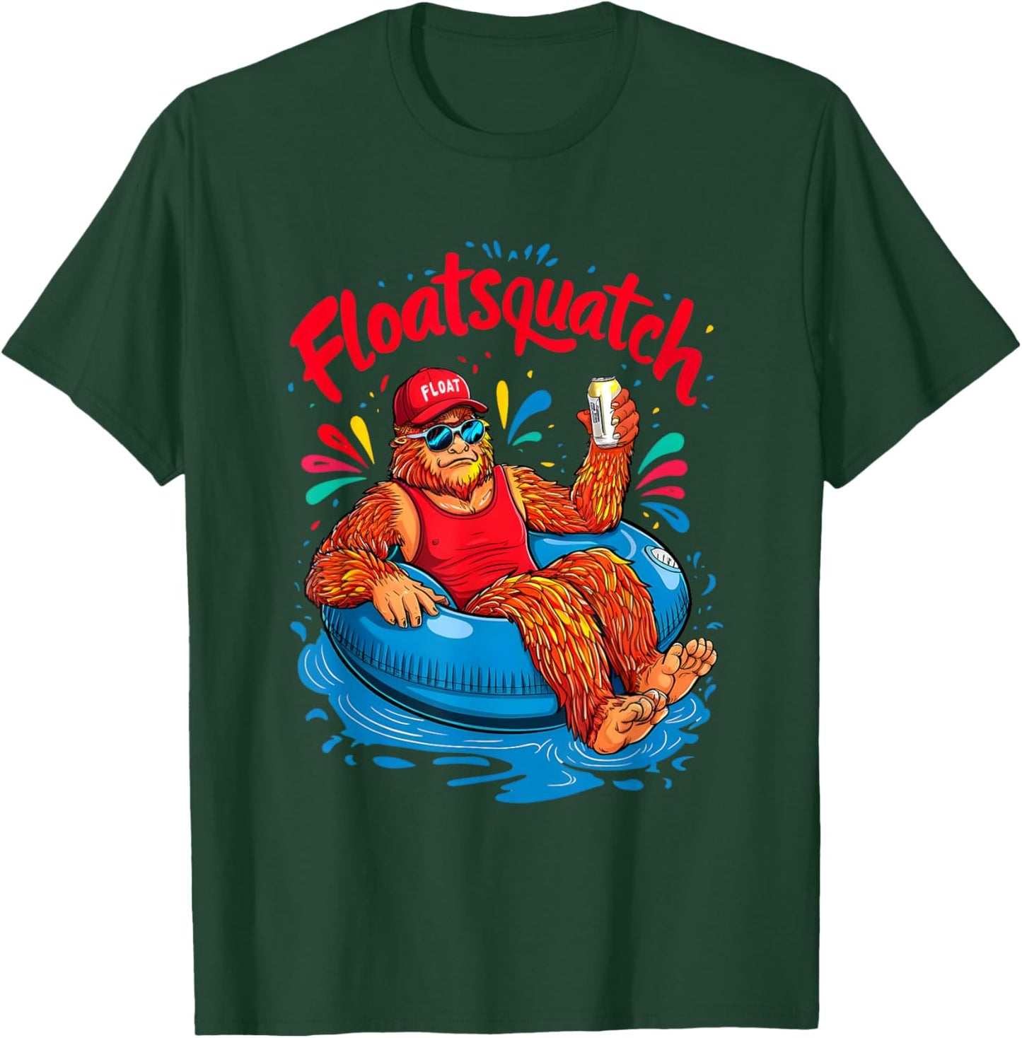 Funny Bigfoot or Sasquatch Summer Float Trip River Tubing T-Shirt - T-Shirt | Forest