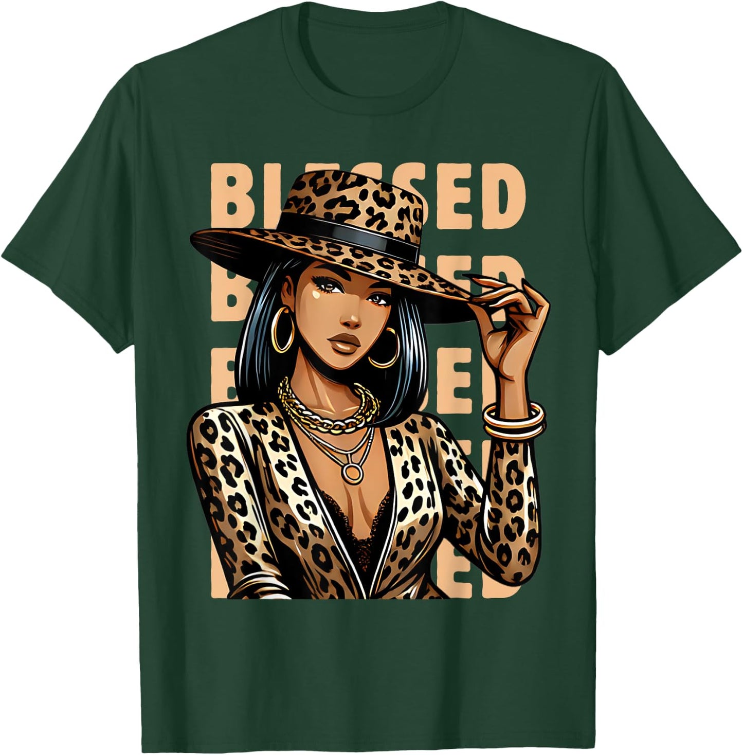 Blessed Black Cowgirl Leopard Western Swag African Christian T-Shirt - T-Shirt | Forest