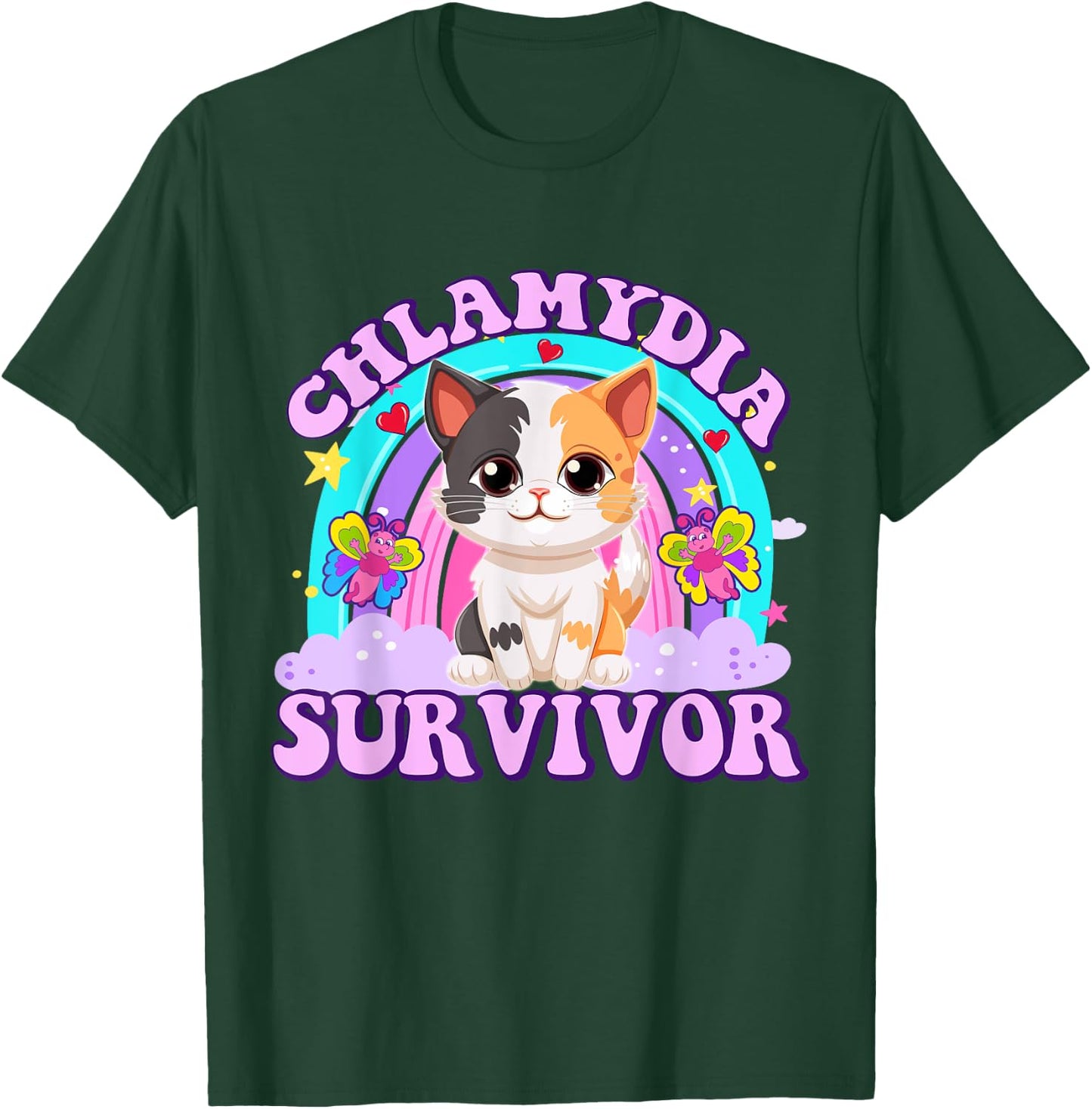 Chlamydia Survivor Cat Meme Funny Shirts Adult Humor T-Shirt - T-Shirt | Forest