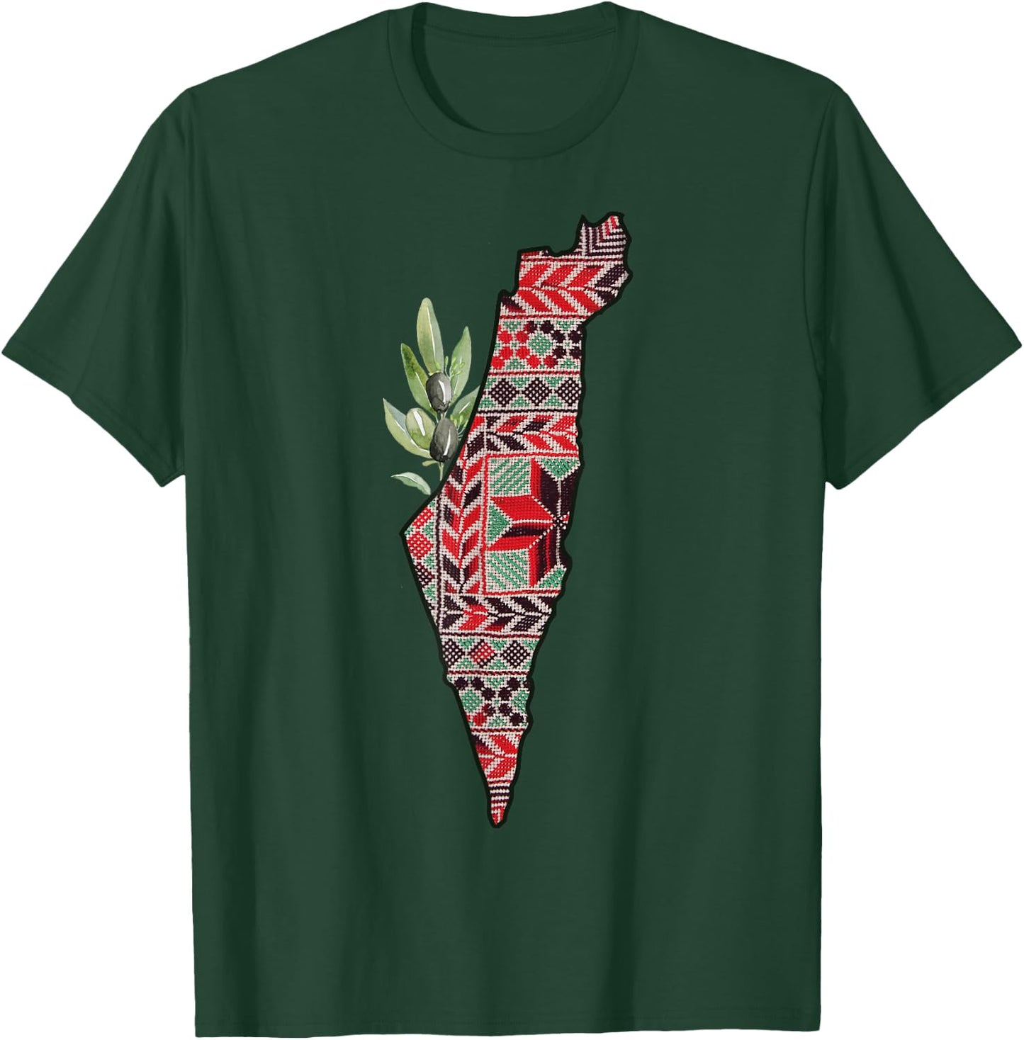 Free Palestine Free Gaza Olives Map Palestinian Pride T-Shirt - T-Shirt | Forest
