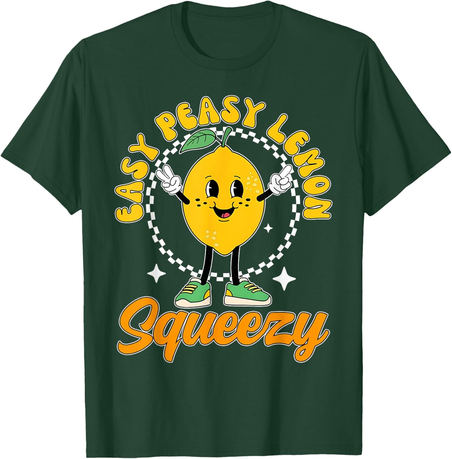 Retro Groovy Easy Peasy Lemon Squeezy Hello Summer Vacation T-Shirt - T-Shirt | Forest