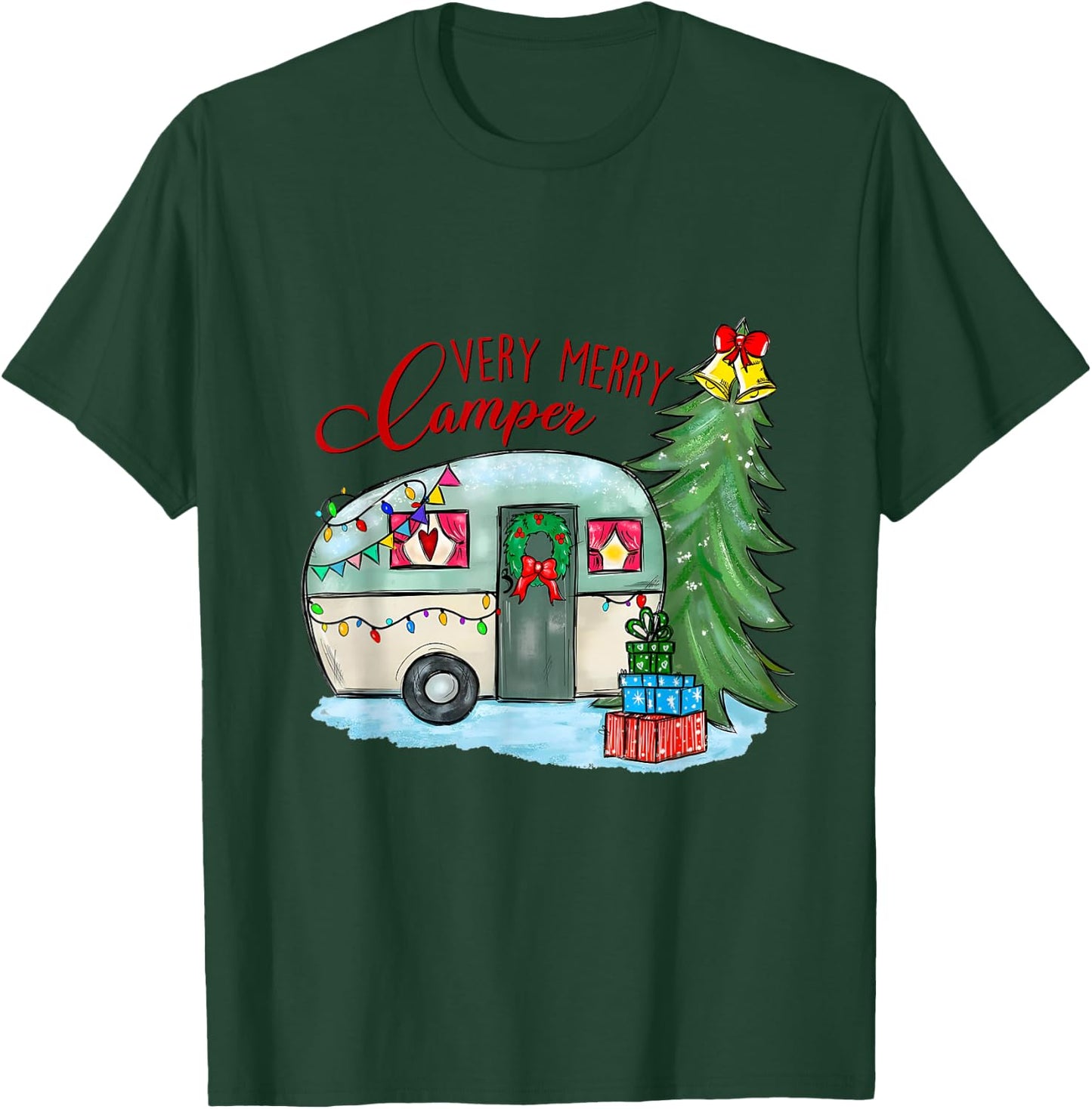 Very Merry Camper Christmas Santa Camper Camping Truck Xmas T-Shirt - T-Shirt | Forest