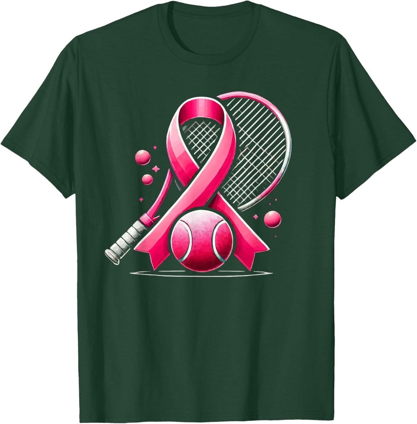 Tennis Breast Cancer Awareness Month Pink Ribbon T-Shirt - T-Shirt | Forest