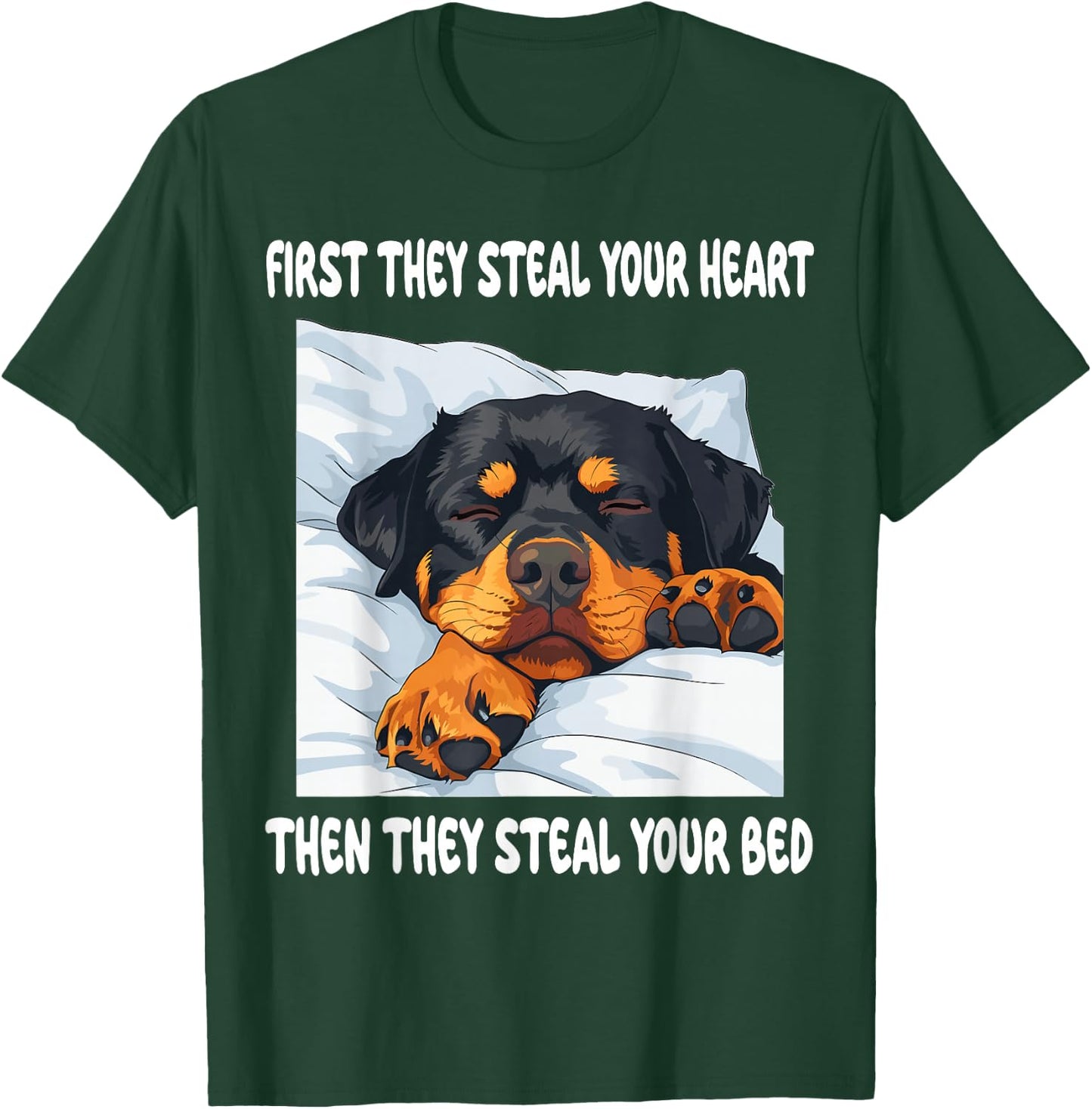 Rottweiler Sleeping Pajamas Nightgown T-Shirt - T-Shirt | Forest