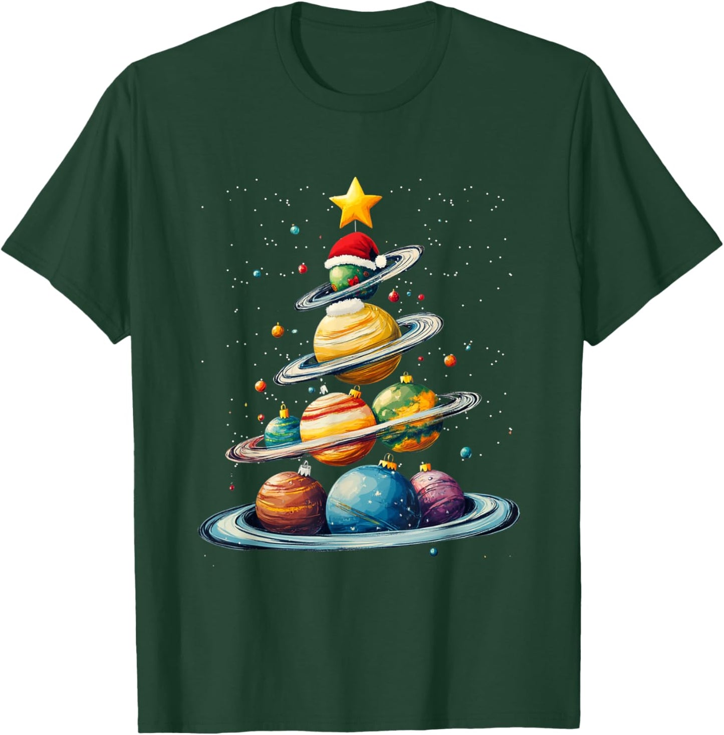 Funny Solar System Planets Christmas Tree Space Pajama Squad T-Shirt - T-Shirt | Forest