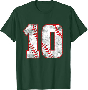 Baseball 10 Jersey 10th Birthday Gifts 10 Year Old Boys Kids T-Shirt - T-Shirt | Forest
