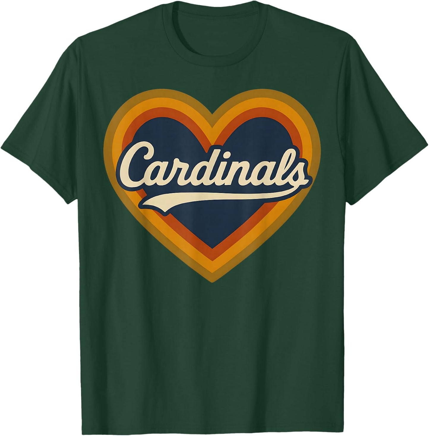 Retro Heart Cardinals Classic Vibe Graphic Gift Men Women T-Shirt - T-Shirt | Forest