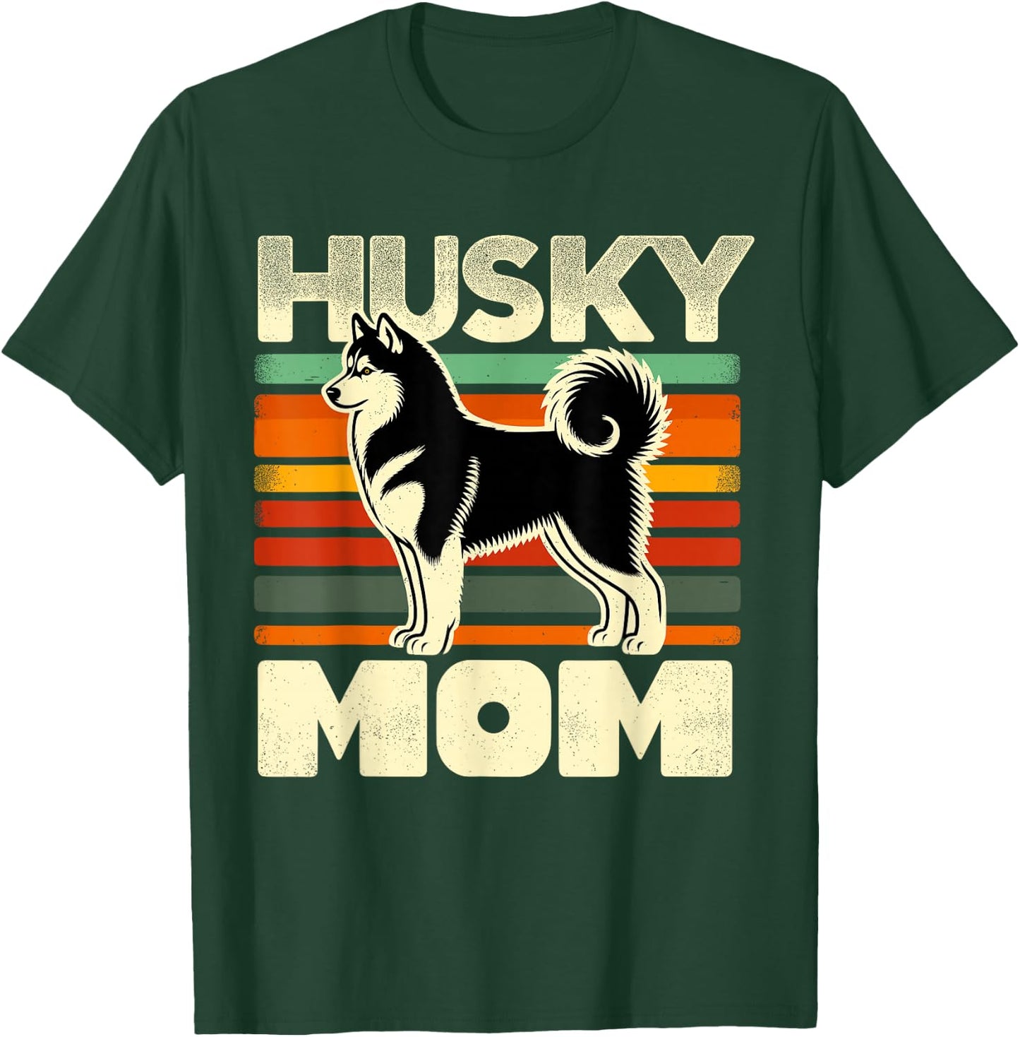 Retro Husky Mom Dog Mother Pet Siberian Huskies Mama T-Shirt - T-Shirt | Forest