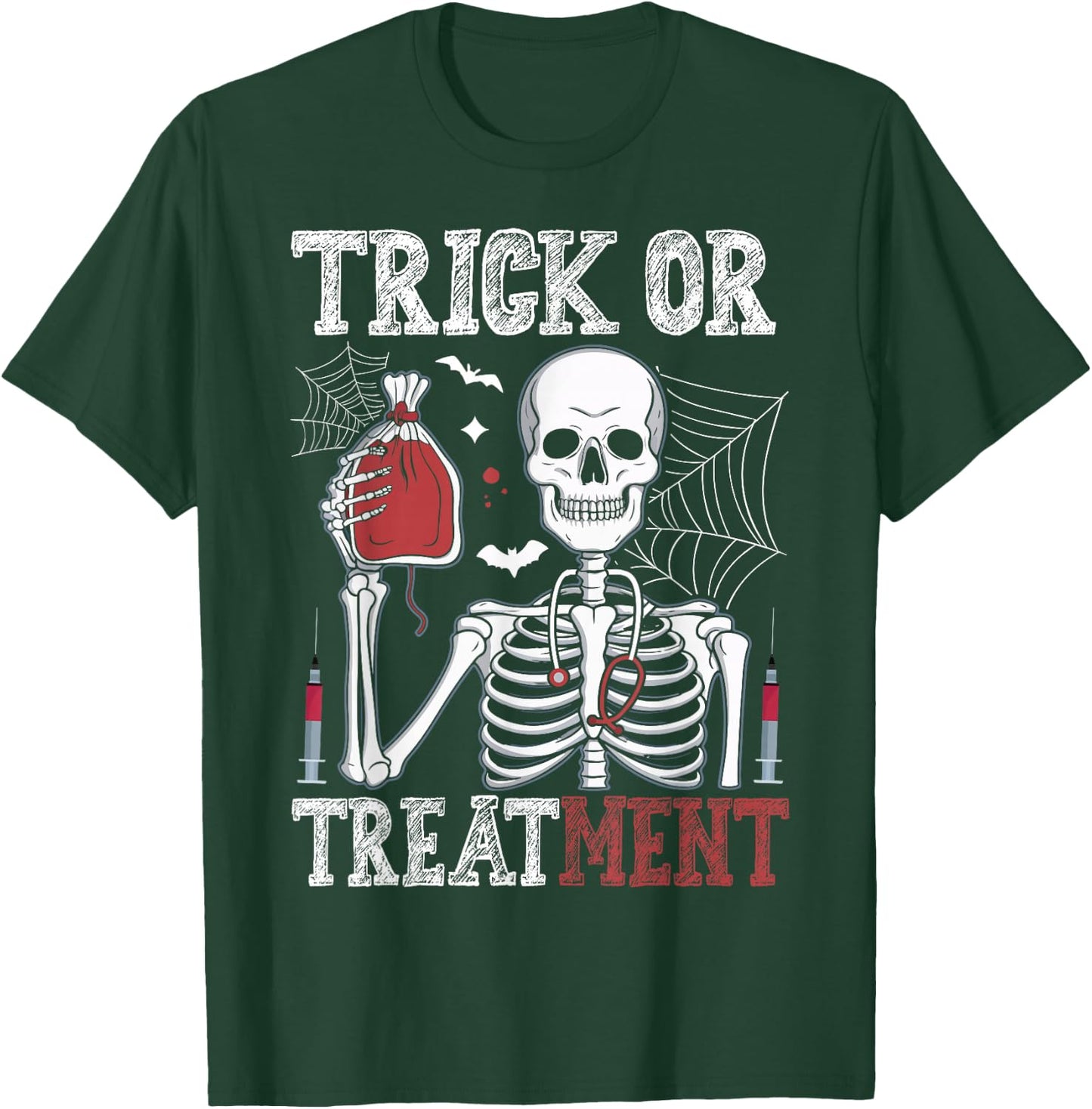 Trick Or Treatment Skeleton Doctor Halloween T-Shirt - T-Shirt | Forest