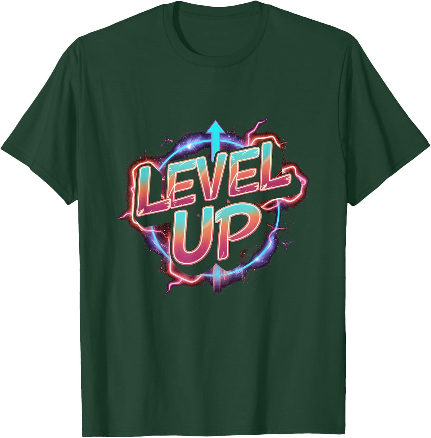 Retro Gaming Level Up Boys Girls Men Women T-Shirt - T-Shirt | Forest