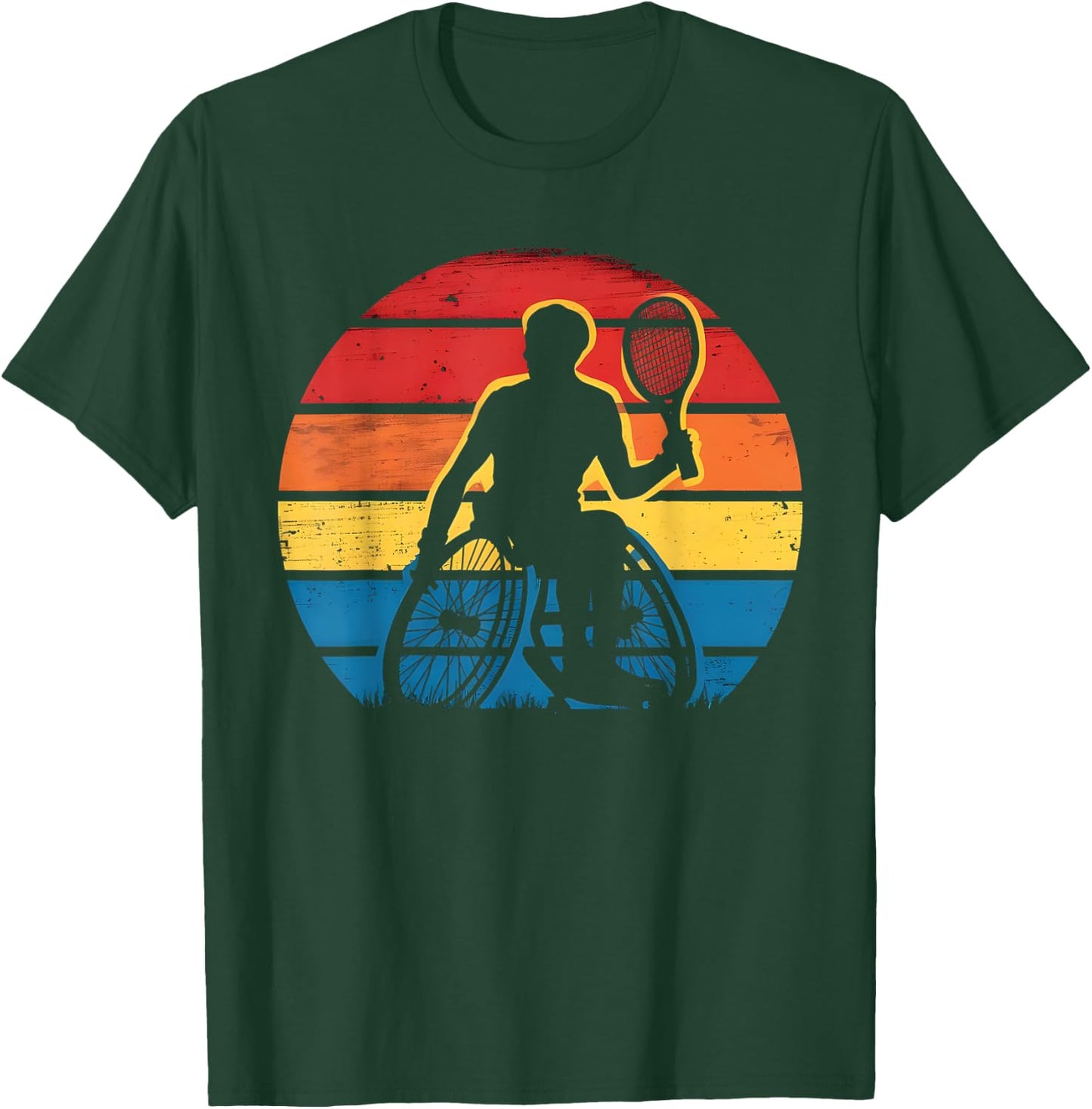 Retro Wheelchair Tennis T-Shirt - T-Shirt | Forest