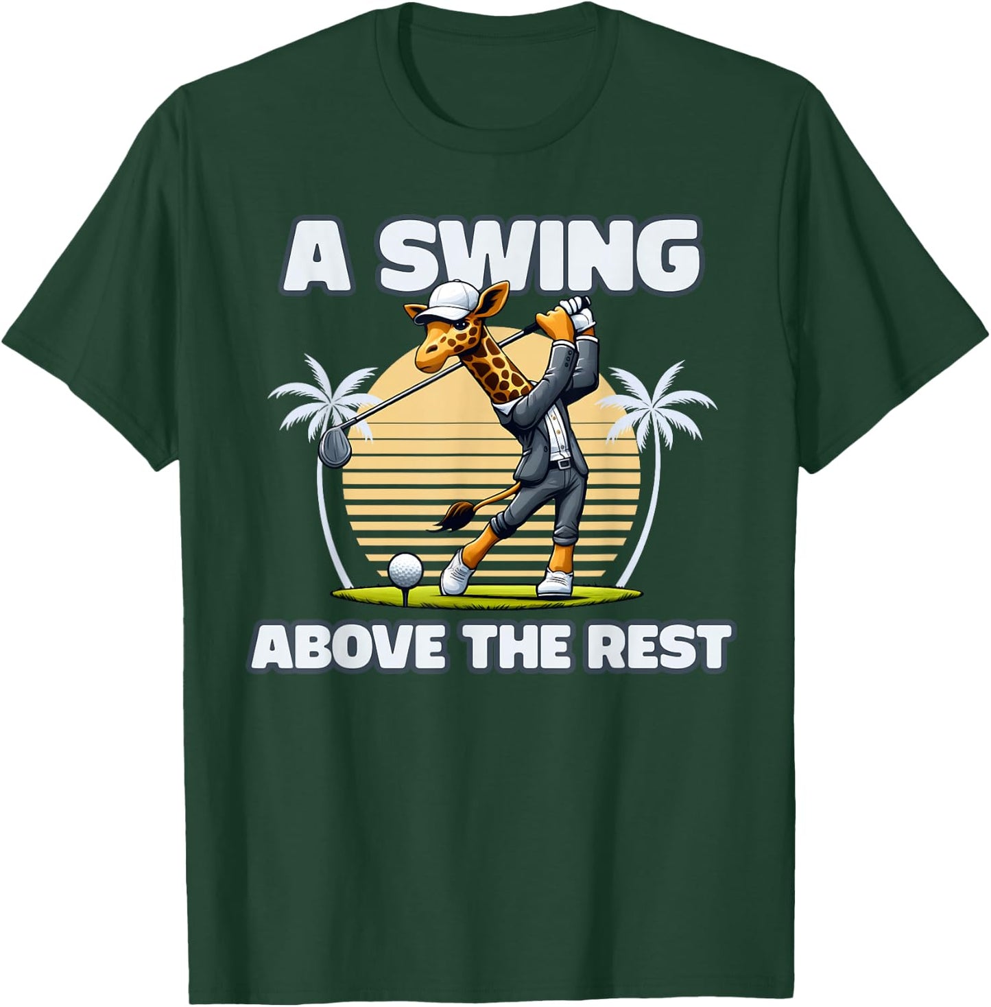 Giraffe Playing Golf Funny Animal Golfer Giraffe Golfing T-Shirt - T-Shirt | Forest