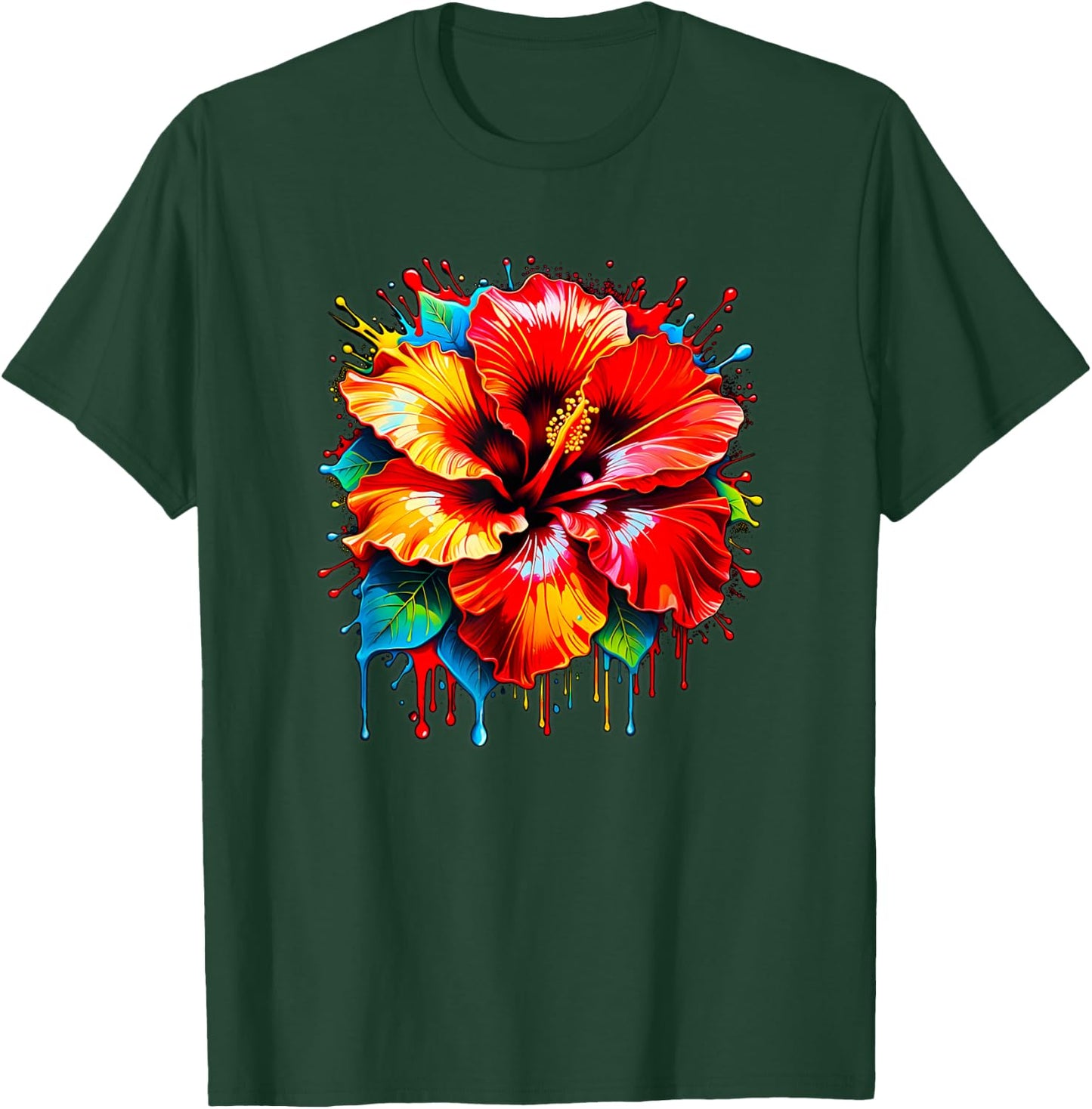 Cute Colorful Maga Hibiscus Flower Graphic Summer Design Women Kids T-Shirt - T-Shirt | Forest