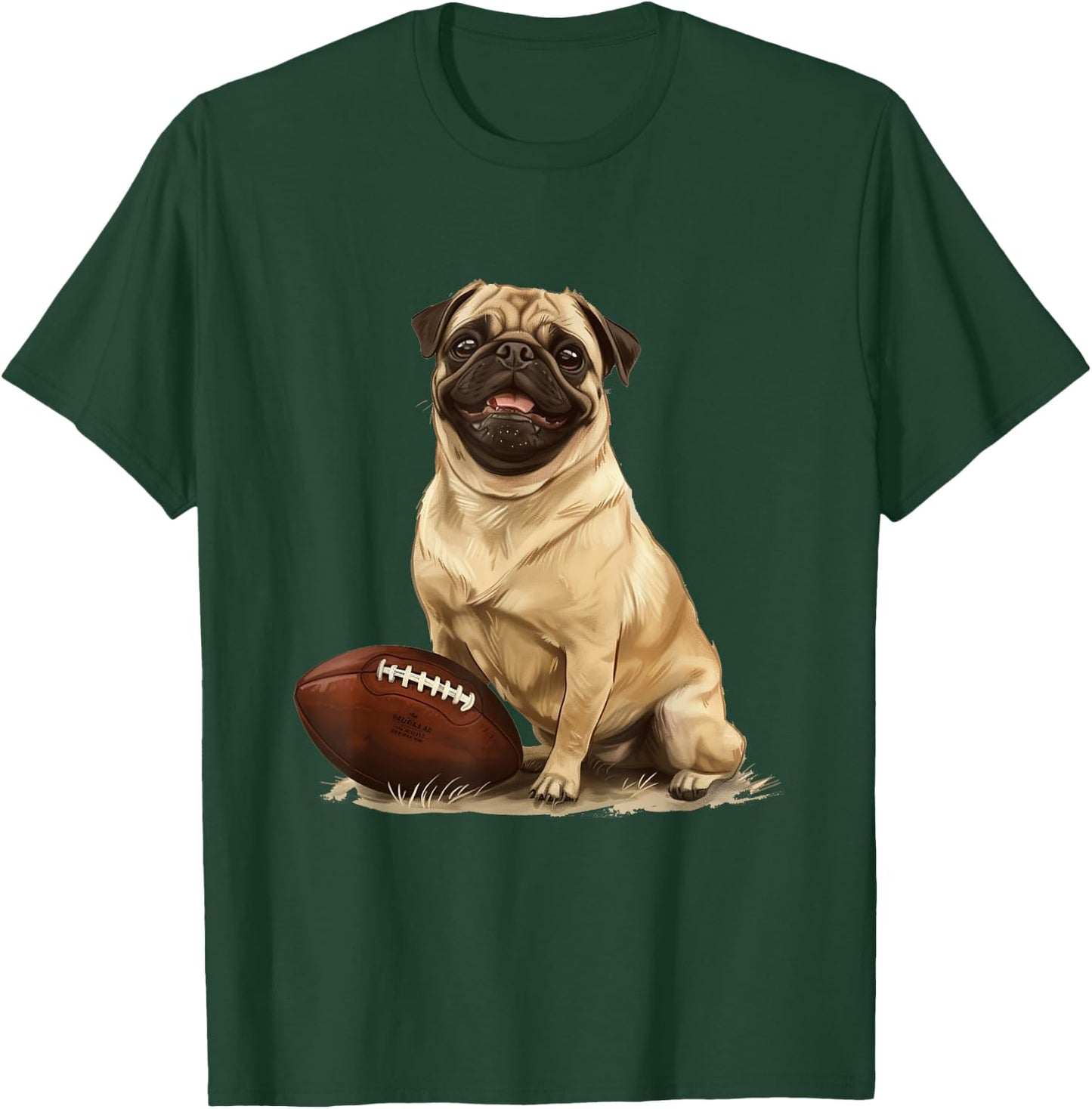 Pug Puppy Dog Football Sports Team Animal T-Shirt - T-Shirt | Forest