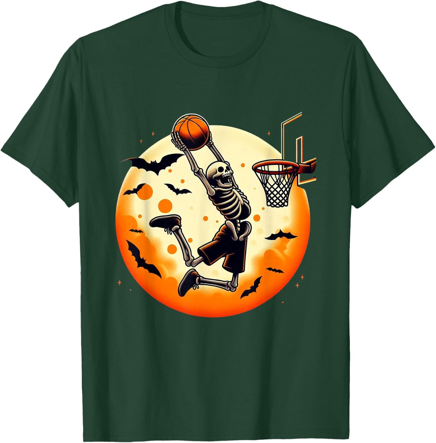 Basketball Skeleton Halloween Men Boys Basketball Halloween T-Shirt - T-Shirt | Forest