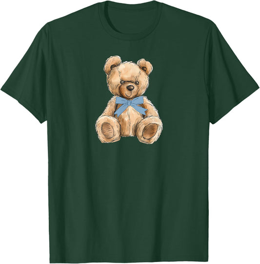 Teddy Bear Preppy Aesthetic for Teens Coquette T-Shirt - T-Shirt | Forest