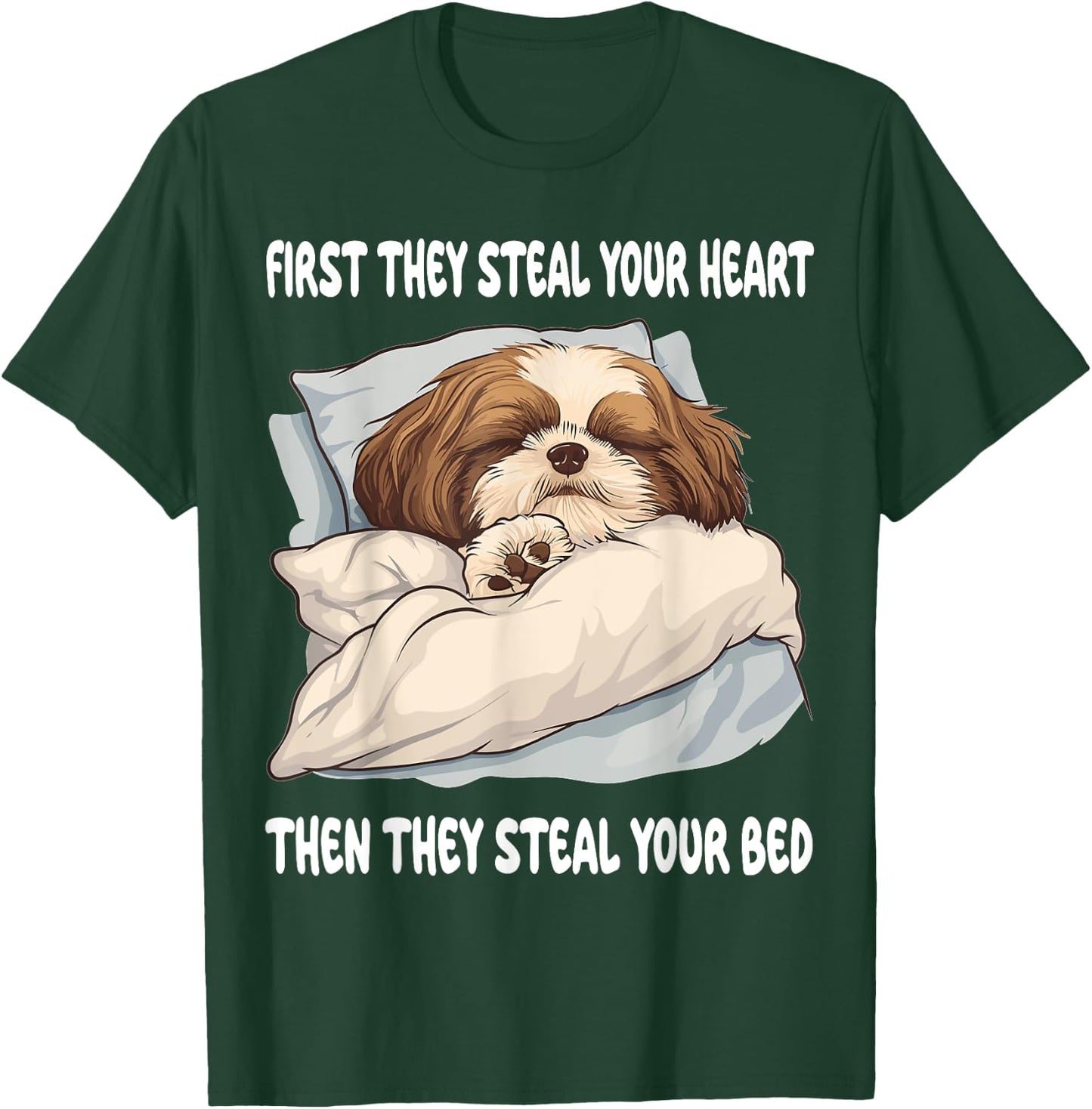 Shih Tzu Sleeping Pajamas Nightgown T-Shirt - T-Shirt | Forest