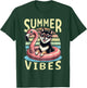 Retro Summer Vibes Black and Tan Shiba Inu Dog Vacation Trip Women Girls Kids T-Shirt - T-Shirt | Forest
