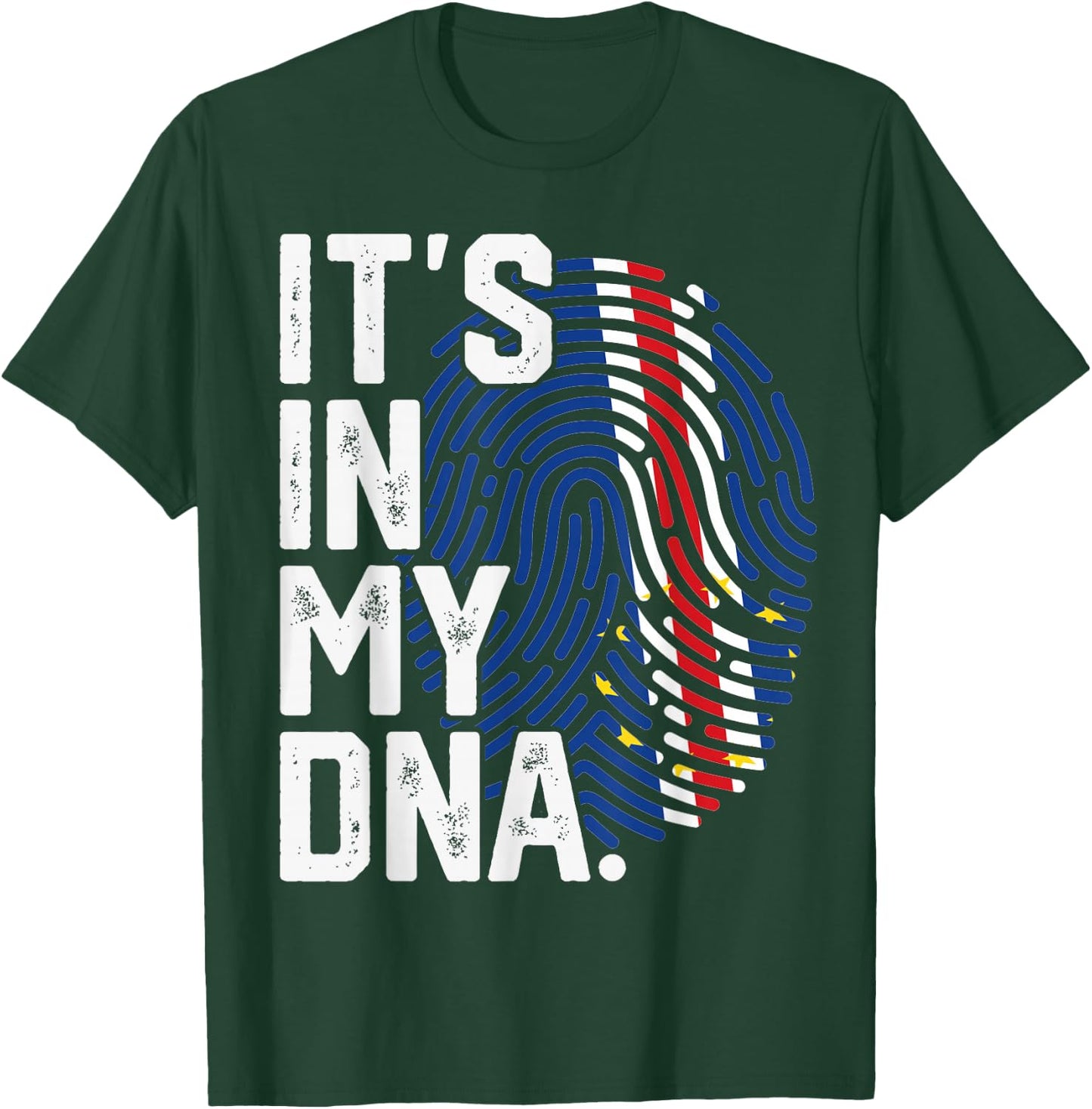 Cape Verde Roots Flag Fingerprint Graphic Patriotic T-Shirt - T-Shirt | Forest