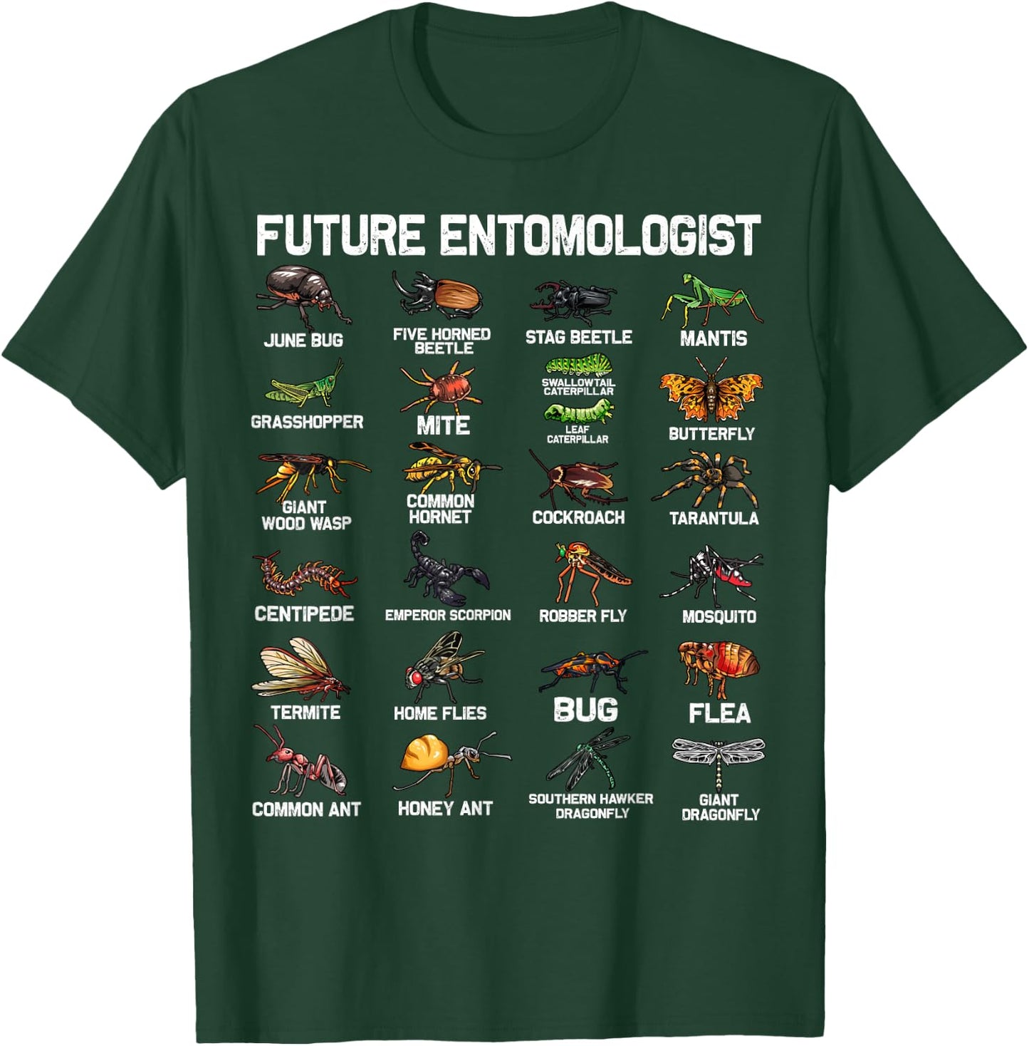 Funny Entomology Insect Bug Lover Men Women Boys Girls Kids T-Shirt - T-Shirt | Forest