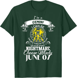 Gemini Zodiac Sign Women Man Birthday June 07 I'm Gemini T-Shirt - T-Shirt | Forest