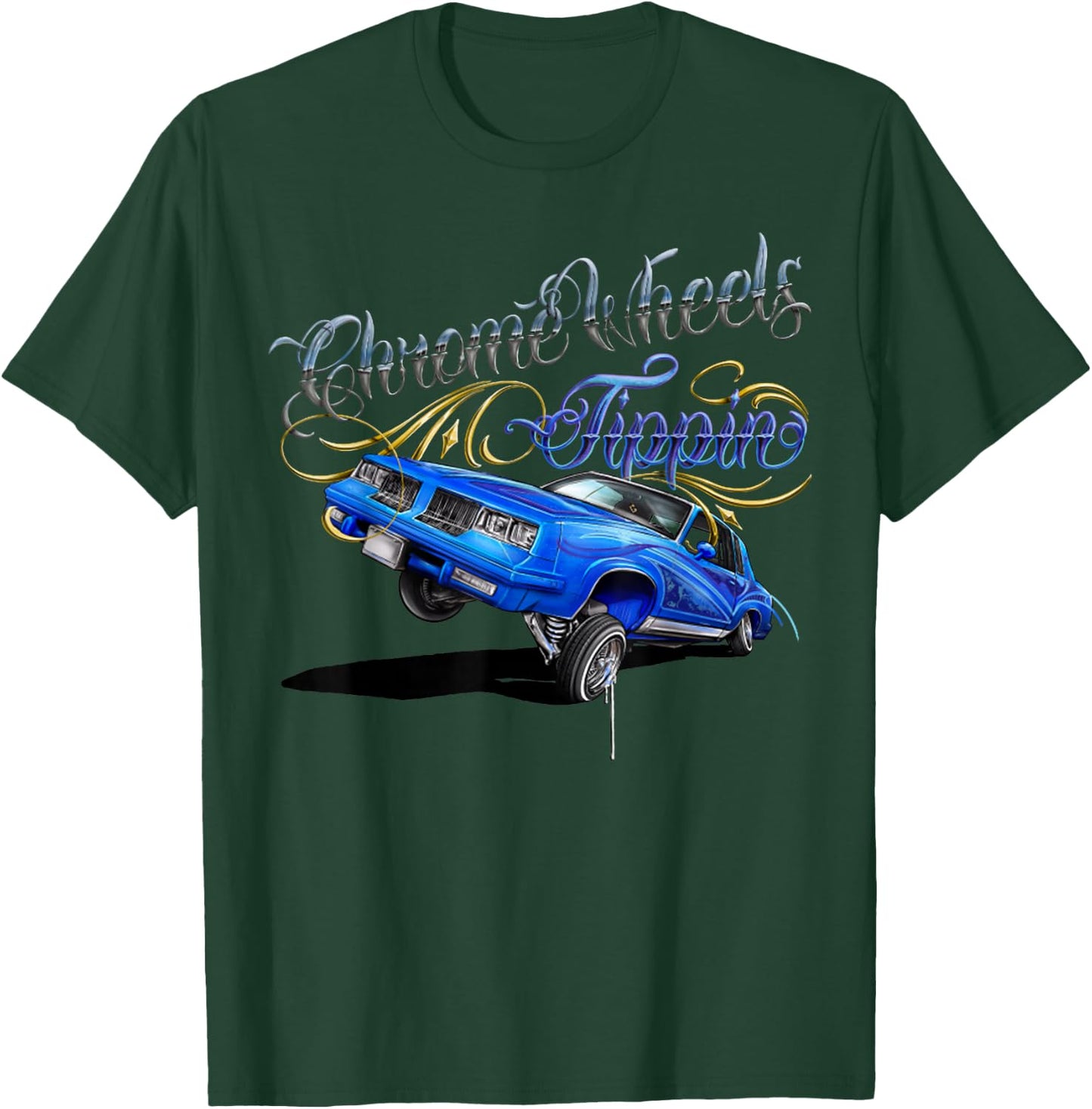 Retro Chrome Wheels Tippin Lowrider chrome wheel T-Shirt - T-Shirt | Forest