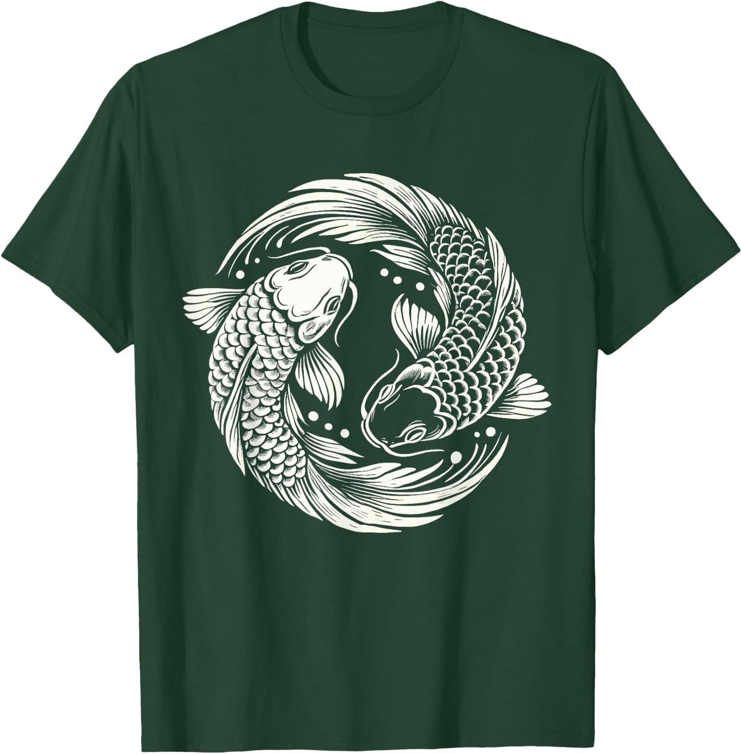 Retro Yin And Yang Japanese Koi Fish T-Shirt - T-Shirt | Forest