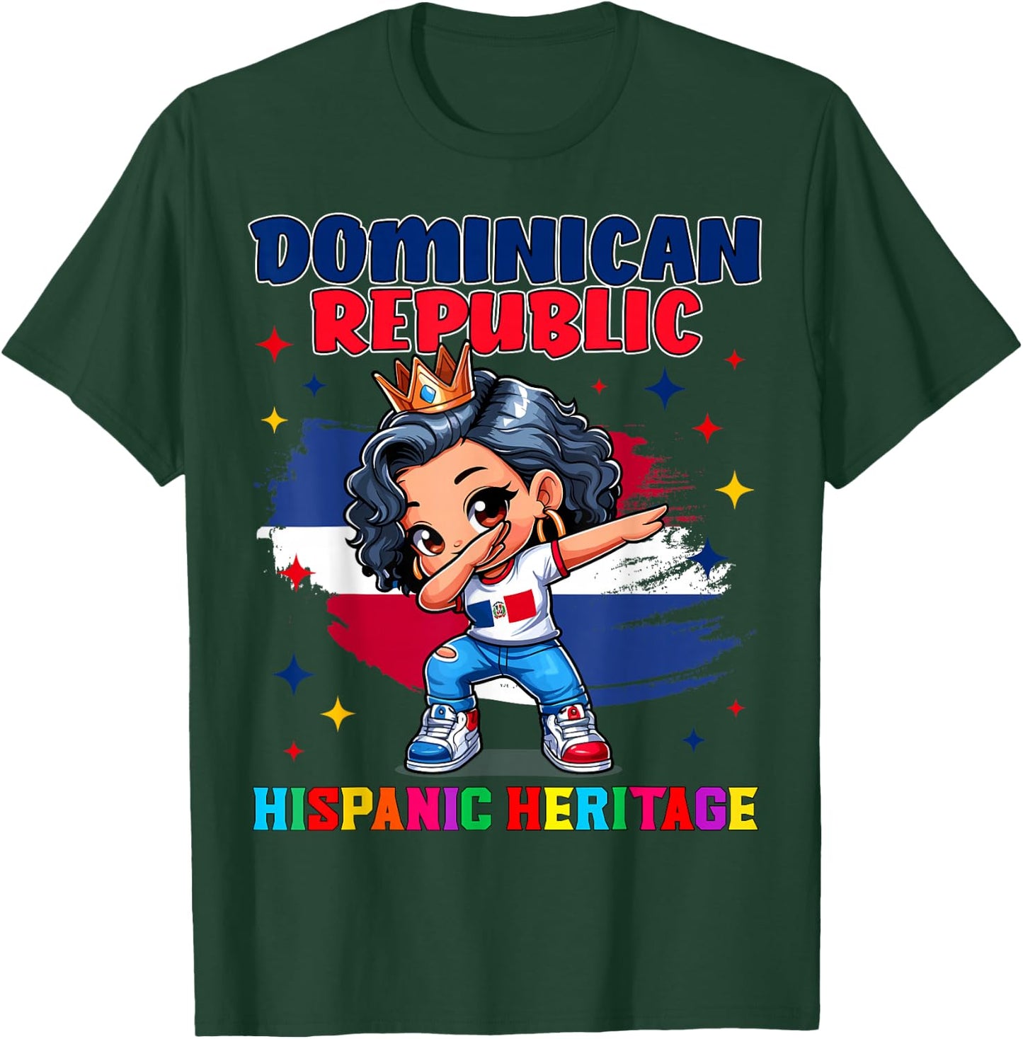 Dominican Republic Girl Hispanic Heritage Celebration kids T-Shirt - T-Shirt | Forest