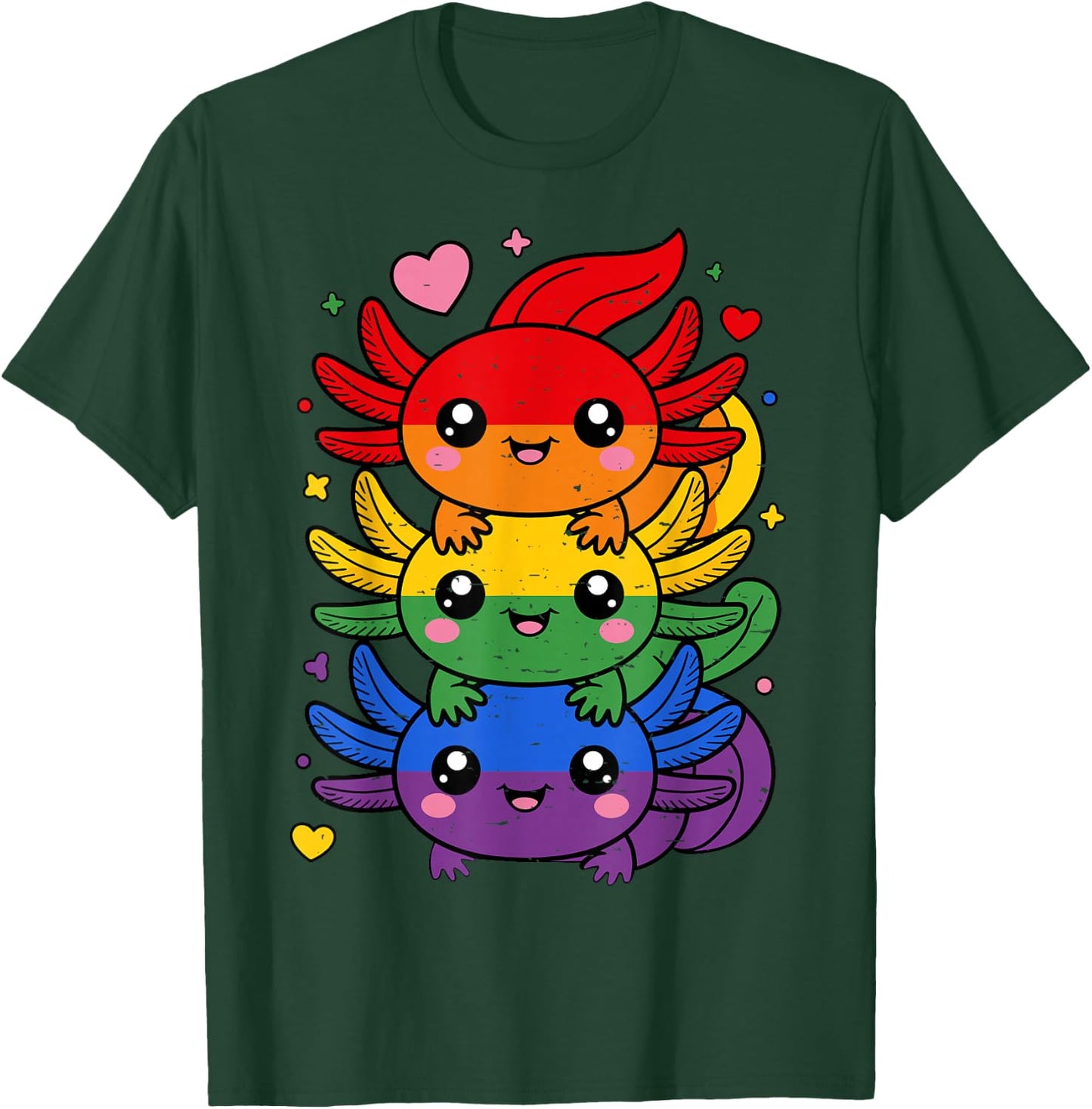 LGBT Axolotl Pile Rainbow Flag LGBTQ Gay Pride Month T-Shirt - T-Shirt | Forest