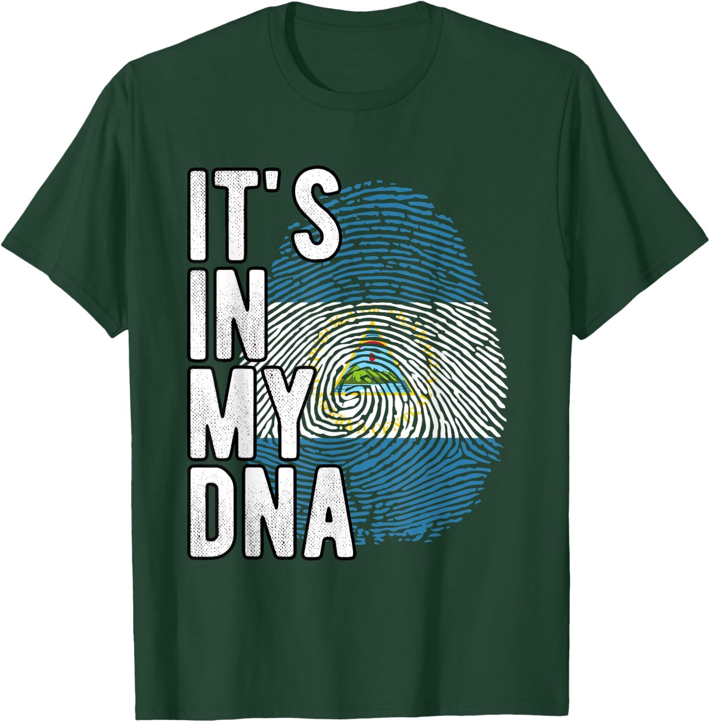 Funny it's in my DNA Nicaragua flag Fingerprint T-Shirt - T-Shirt | Forest