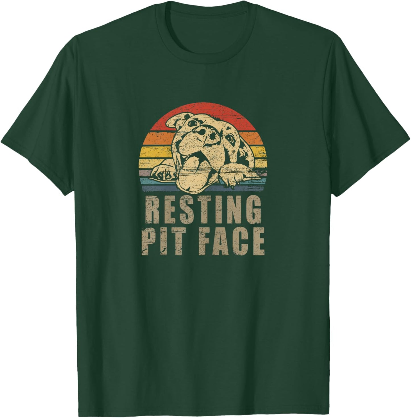 Pitbull Love - Retro Vintage Resting Pit Face Pitbull Mom T-Shirt - T-Shirt | Forest