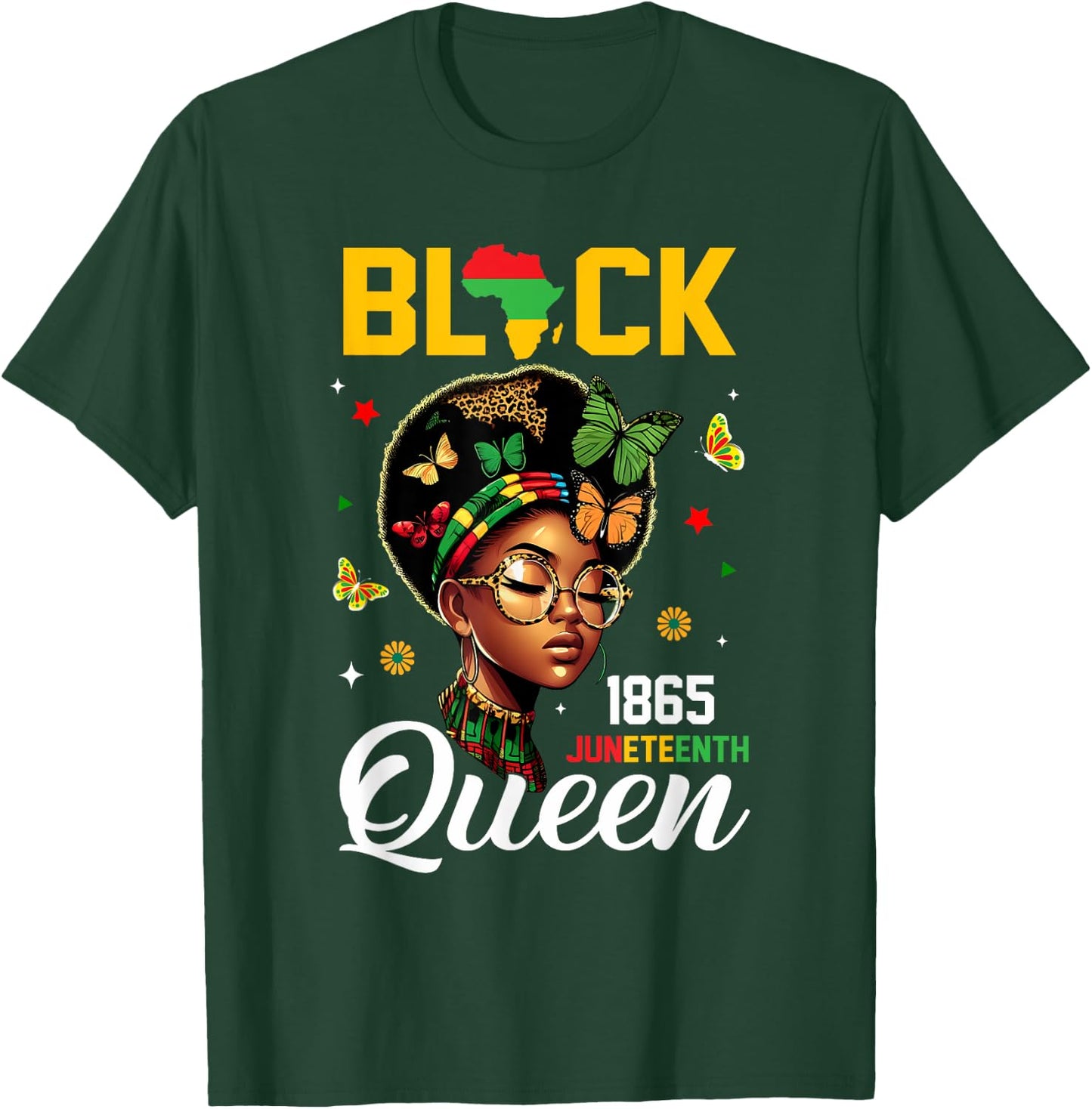 1865 Juneteenth Black Queen June 19th T-Shirt - T-Shirt | Forest
