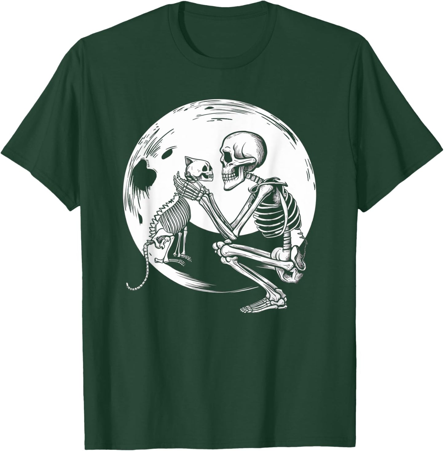 Skeleton Cute Cat Skull Kitty Halloween Men Women Kids T-Shirt - T-Shirt | Forest
