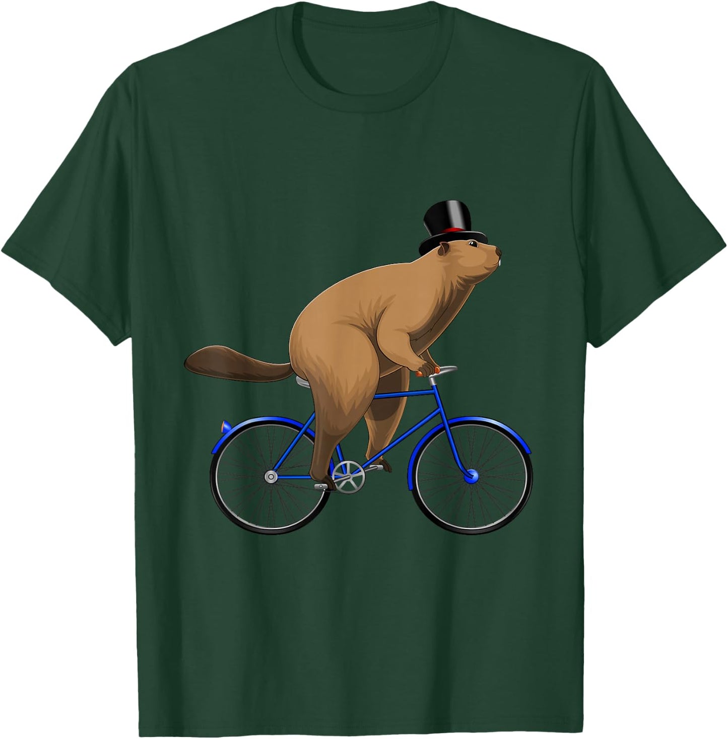 Happy Ground Hog Day Riding A Bike Bicycle Hat T-Shirt - T-Shirt | Forest