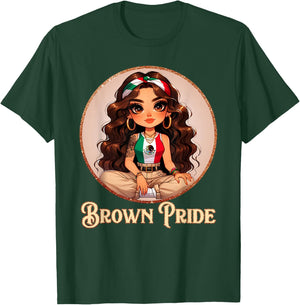 Brown Pride Chicana Chola Chibi Girl Hispanic Heritage Month T-Shirt - T-Shirt | Forest