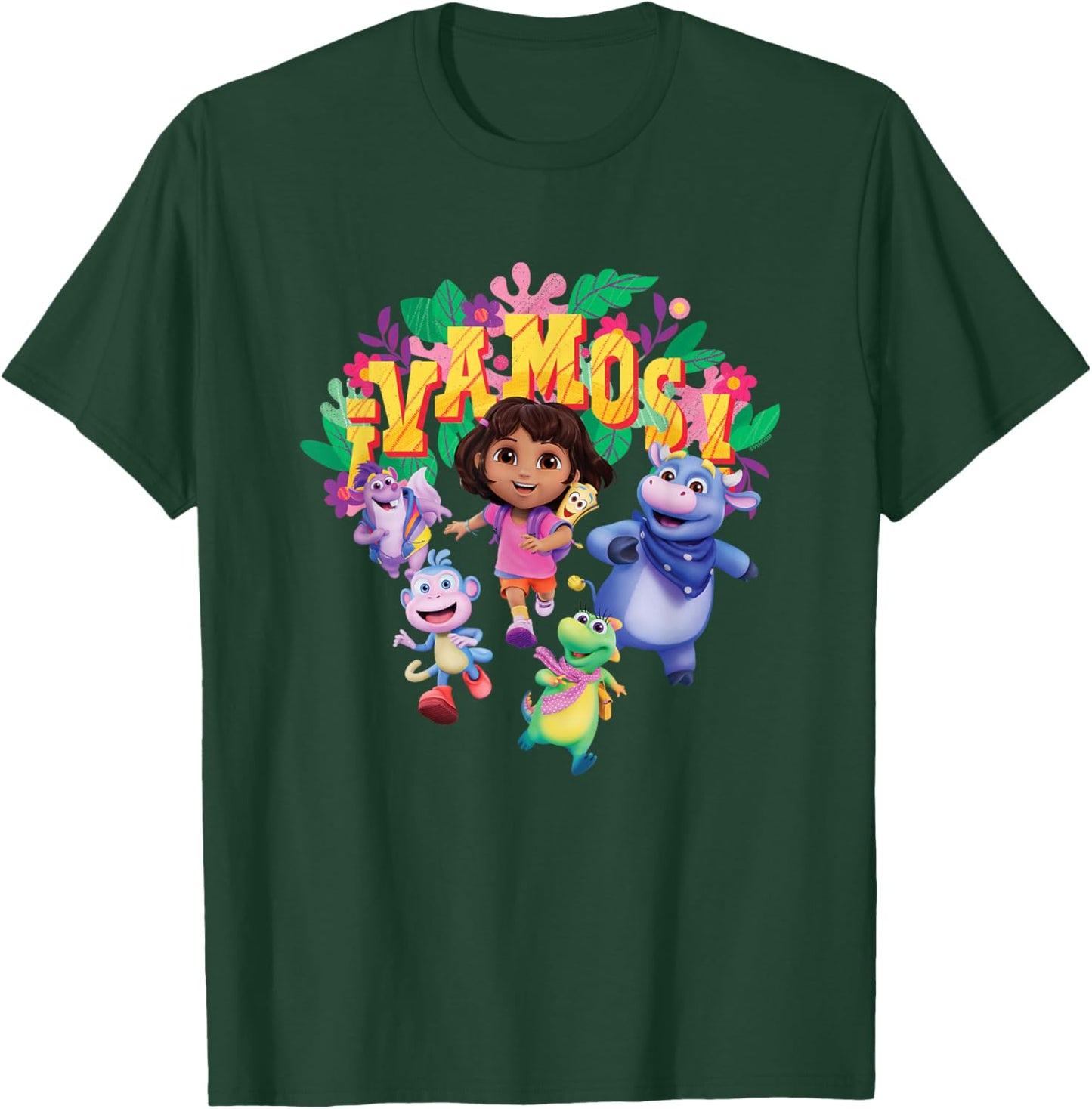 Dora the Explorer ¡Vamos! Group Shot Colourful Chest Logo T-Shirt - T-Shirt | Forest