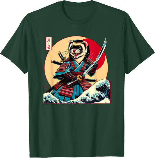 Otaku Ferret Samurai T-Shirt - T-Shirt | Forest