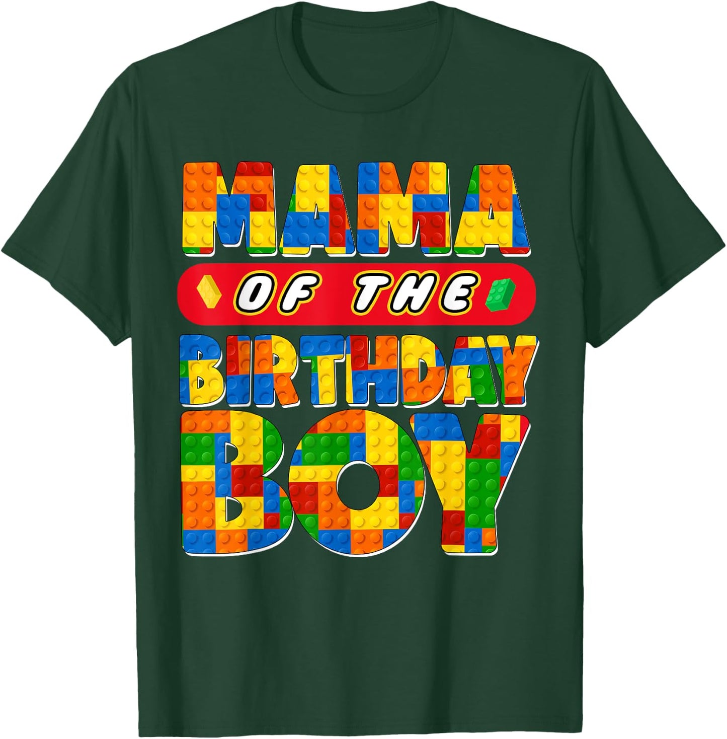 Mom And Dad Mama Birthday Boy Building Bricks Family Party T-Shirt - T-Shirt | Forest