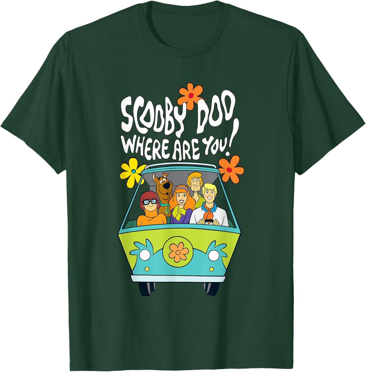 Scooby-Doo Vintage The Mystery Machine Floral Where Are You! T-Shirt - T-Shirt | Forest