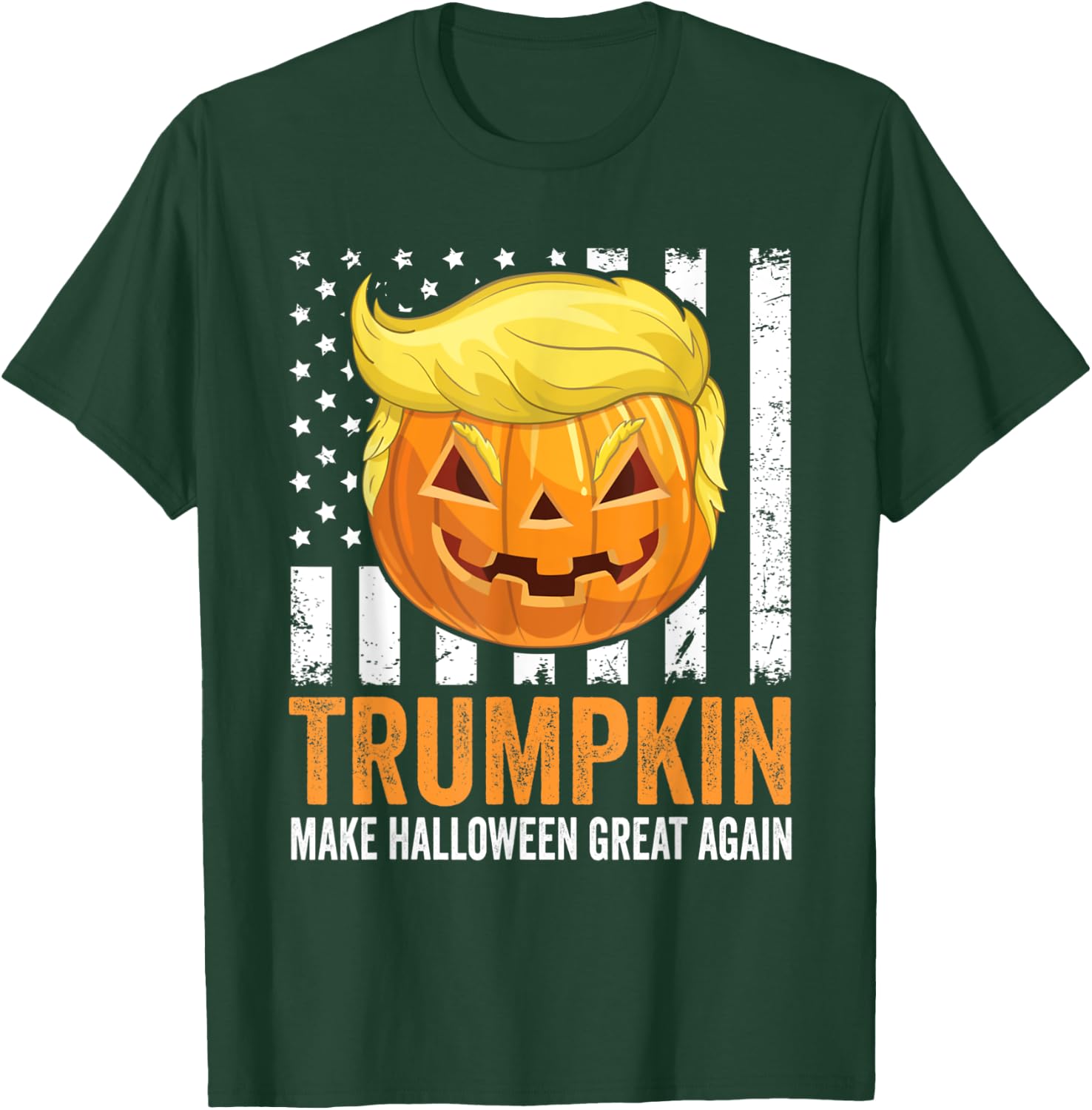 Make Halloween Great Again Trumpkin Funny Trump Hair Pumpkin T-Shirt - T-Shirt | Forest