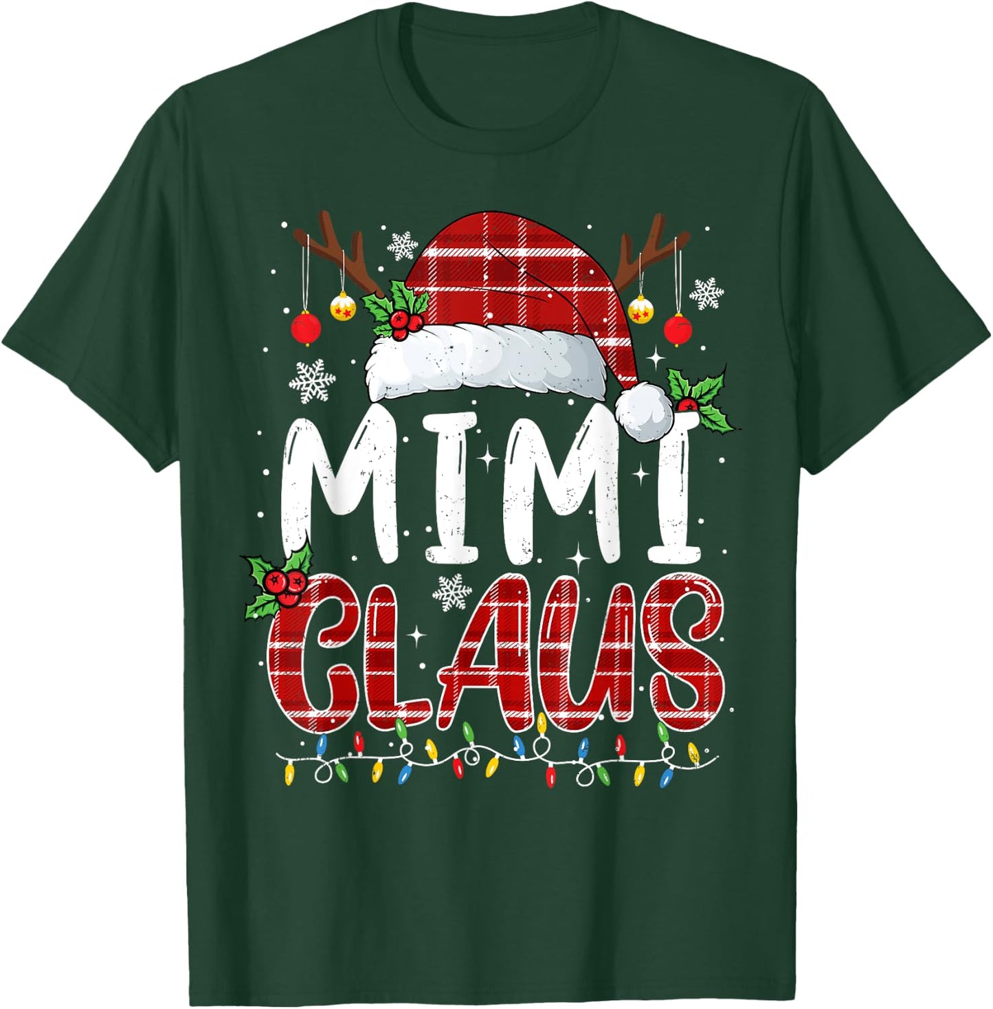 Mimi Claus Christmas Lights Pajama Family Matching T-Shirt - T-Shirt | Forest