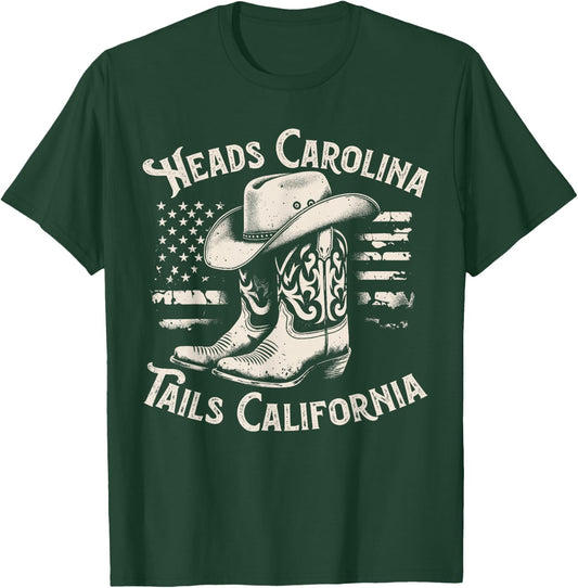 Heads Carolina Tail California Retro Vintage Country T-Shirt - T-Shirt | Forest