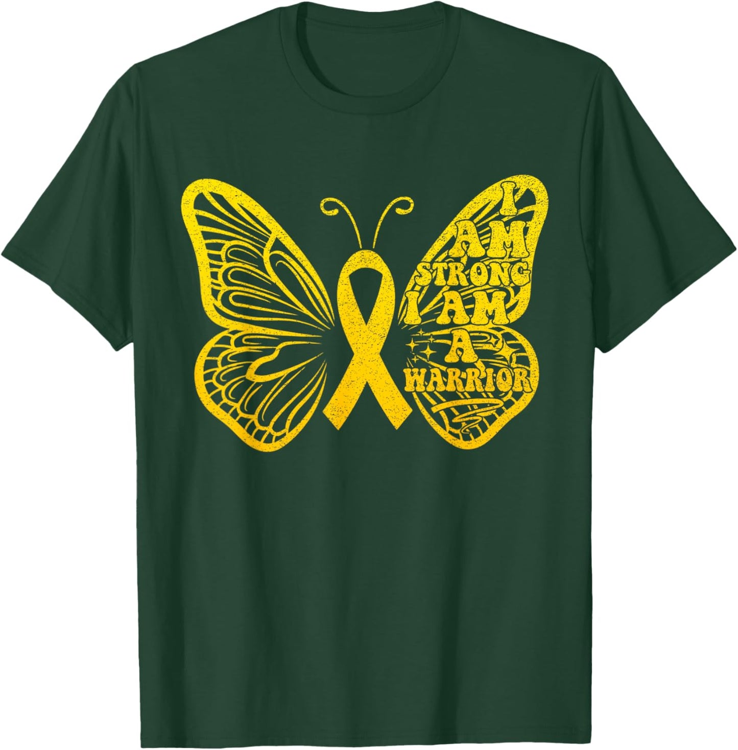 I Am Strong I Am a Warrior Childhood Cancer Awareness T-Shirt - T-Shirt | Forest