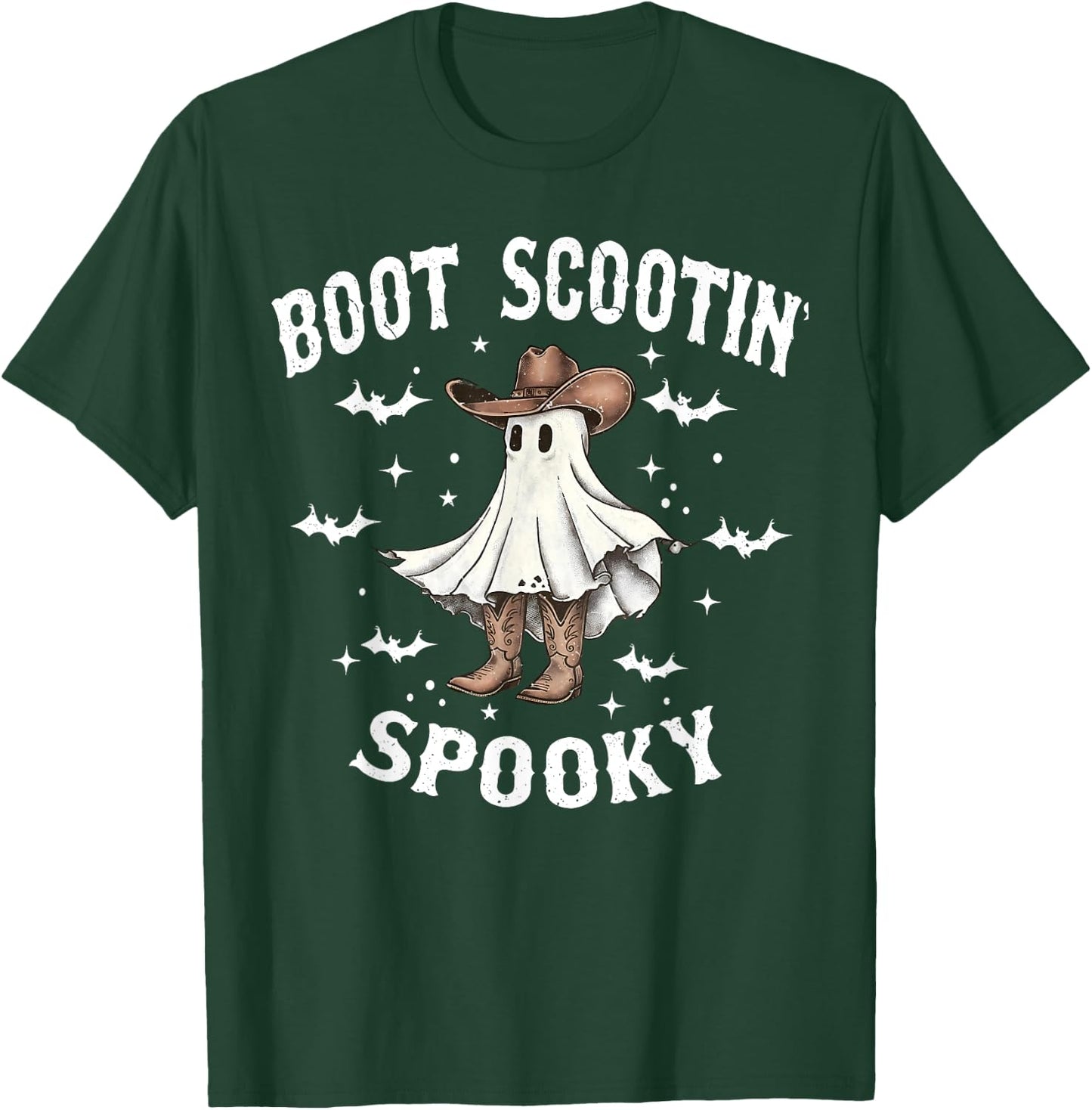 Boot Scootin' Spooky Cowboy Western Ghost Groovy Halloween T-Shirt - T-Shirt | Forest