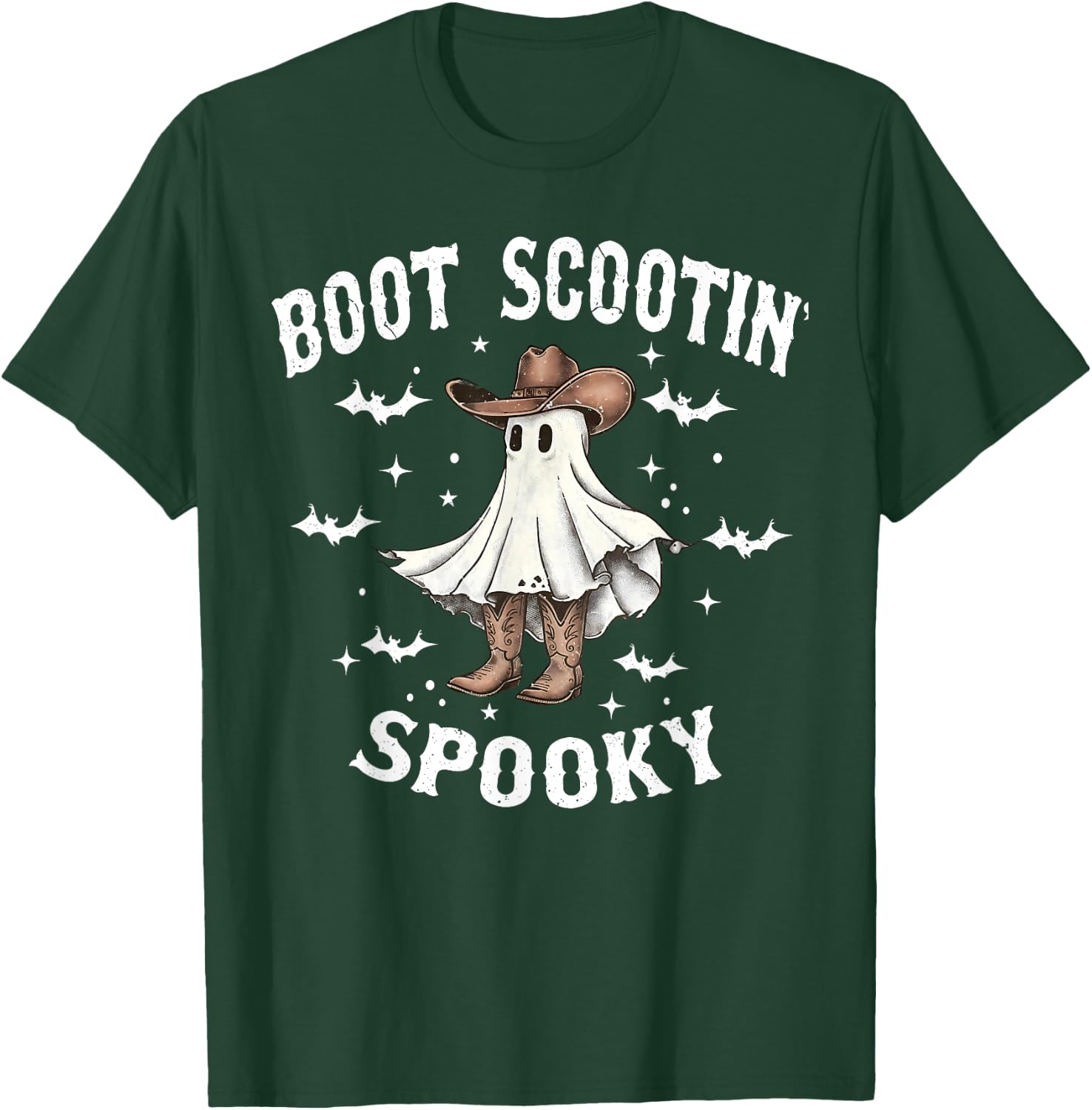 Boot Scootin' Spooky Cowboy Western Ghost Groovy Halloween T-Shirt - T-Shirt | Forest