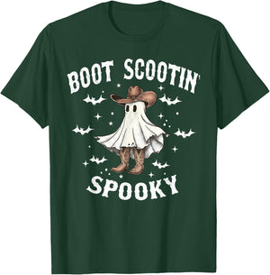 Boot Scootin' Spooky Cowboy Western Ghost Groovy Halloween T-Shirt - T-Shirt | Forest