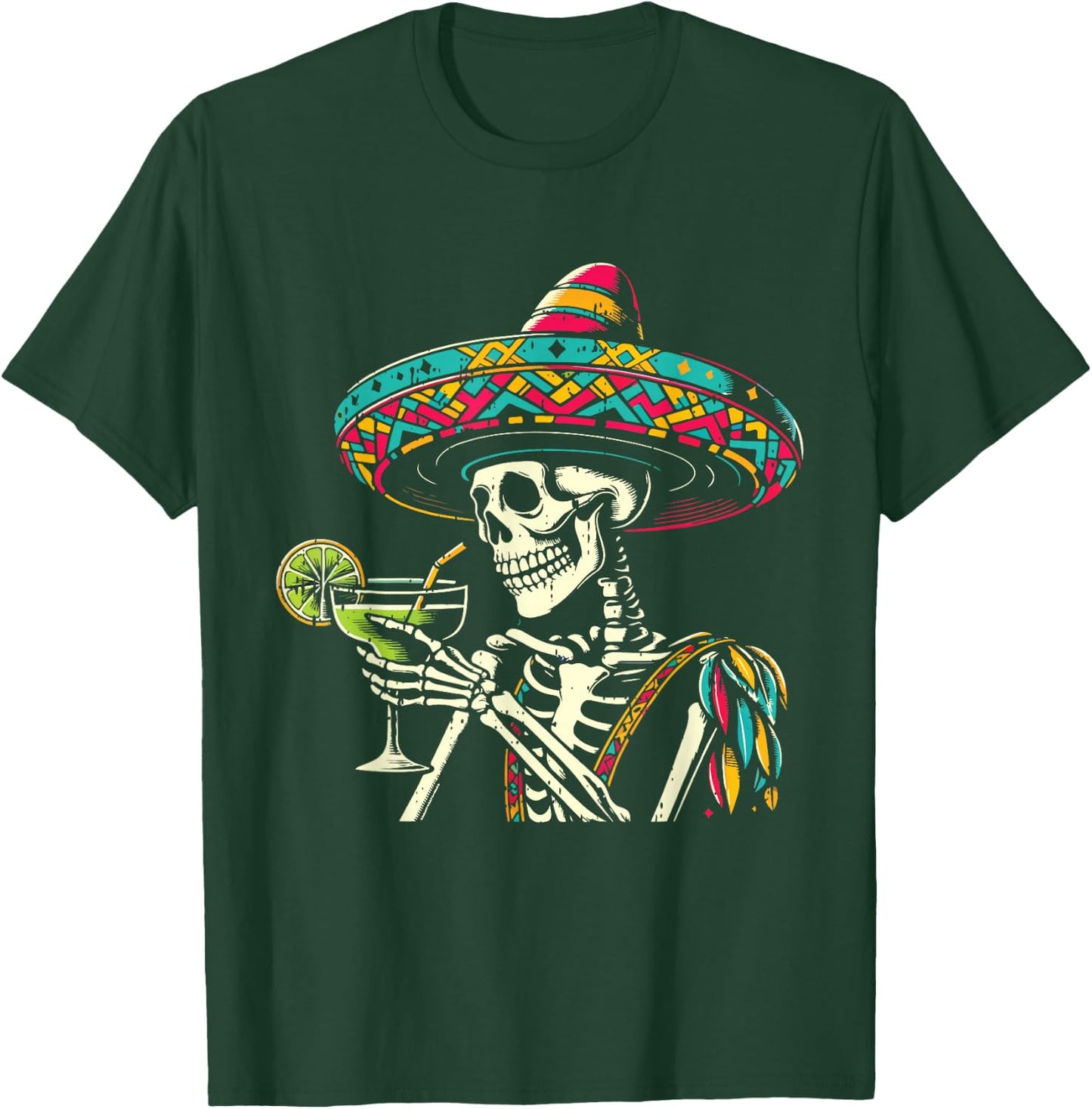 Mexican Skeleton Sombrero Cinco De Mayo Mexican Fiesta Party T-Shirt - T-Shirt | Forest